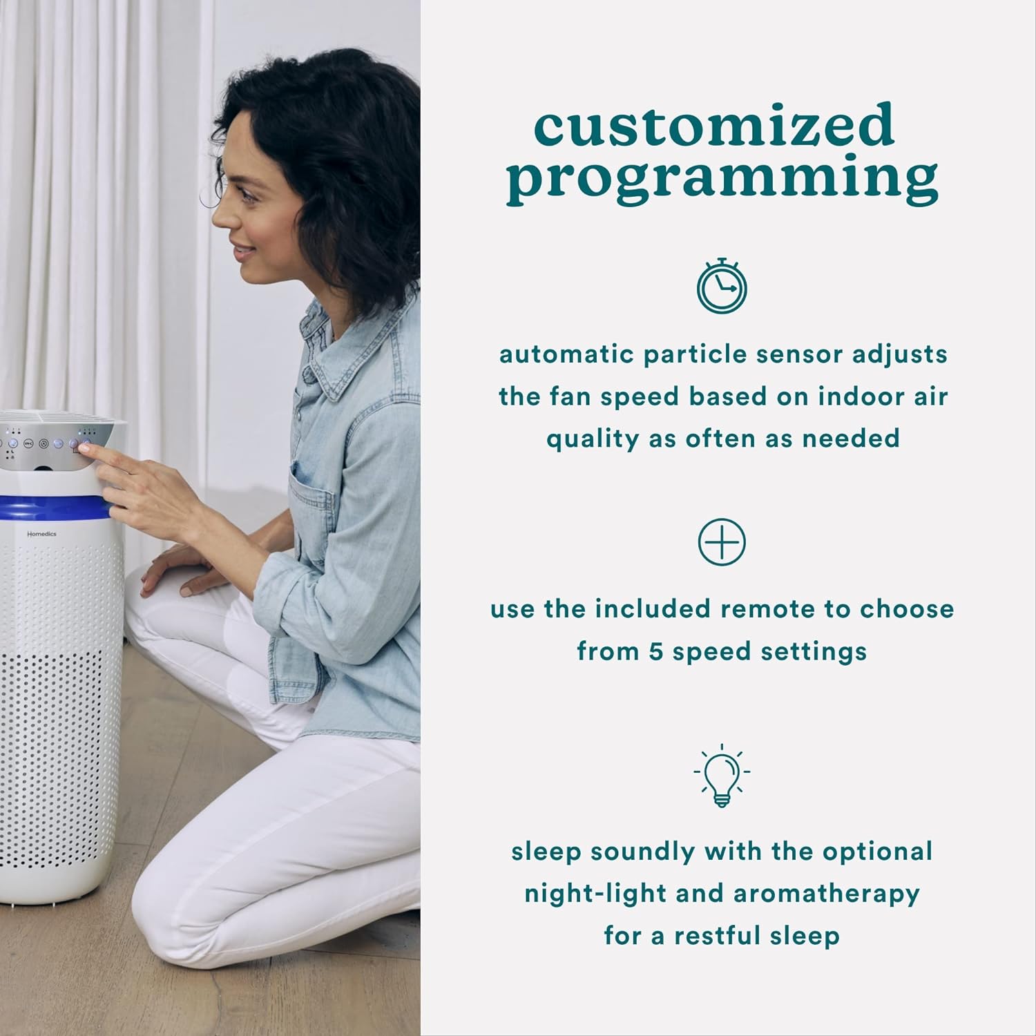 Homedics 5-in-1 UV-C Air Purifier - 360-Degree HEPA Filter for 1, 593 Sq Ft, Extra Large Air Purifiers for Bedroom and Home, Essential Oil Pads