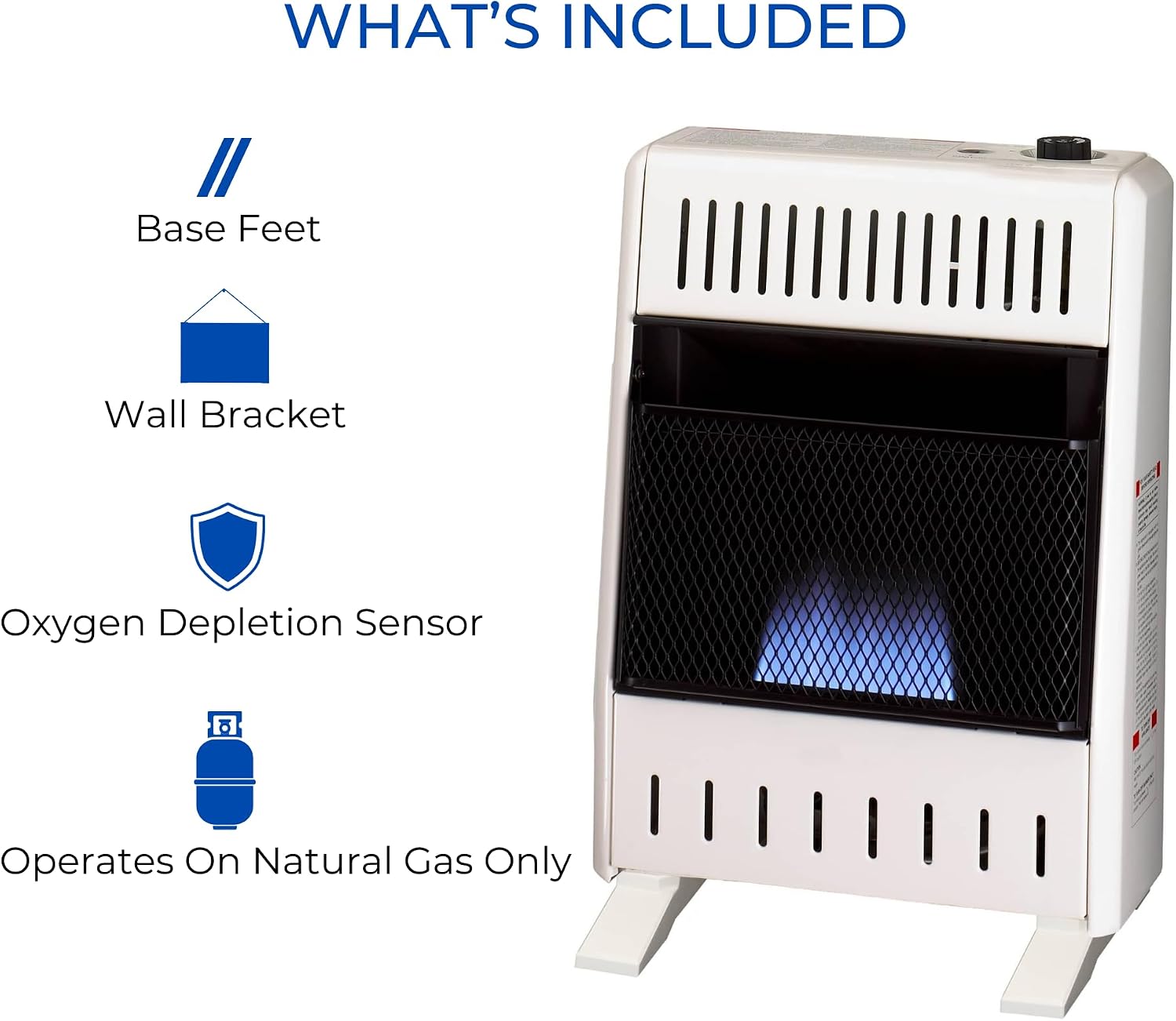 ProCom Heating Natural Gas Ventless Blue Flame Heater With Base Feet - 10,000 BTU, Manual Control - Model# MN100HBA-B