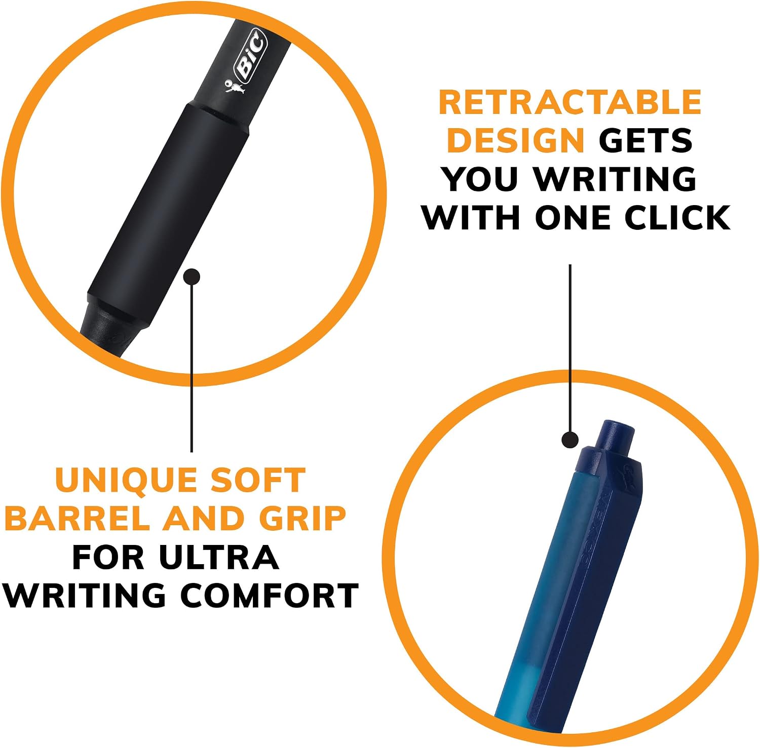BIC Soft Feel Retractable Ballpoint Pen, 1.0 mm Medium Point, 36-Count | No-Slip Grip for Comfortable Writing | Smooth Ink Flow for Effortless Writing | Ideal for Students, Teachers, And Classrooms