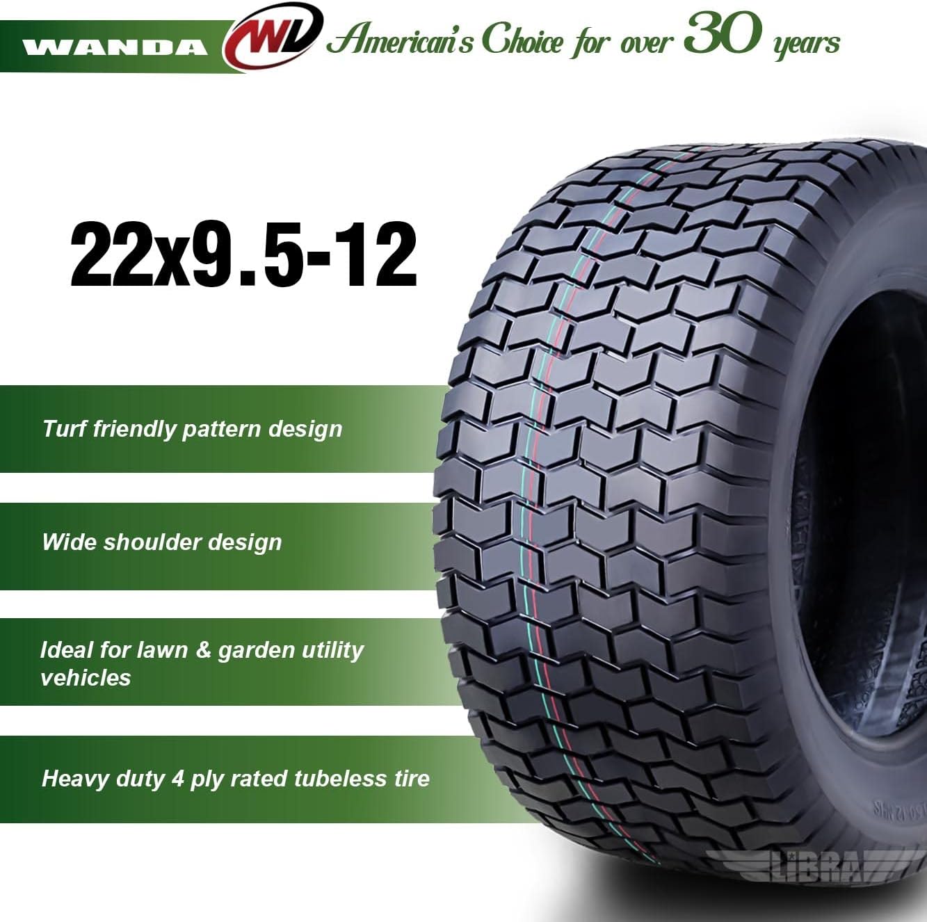 WANDA Set 2 15x6-6 15x6.00-6 Lawn Mower Tractor Turf Tires15x6x6 P332-13016 | Riding Lawn Mover, Garden Tractor