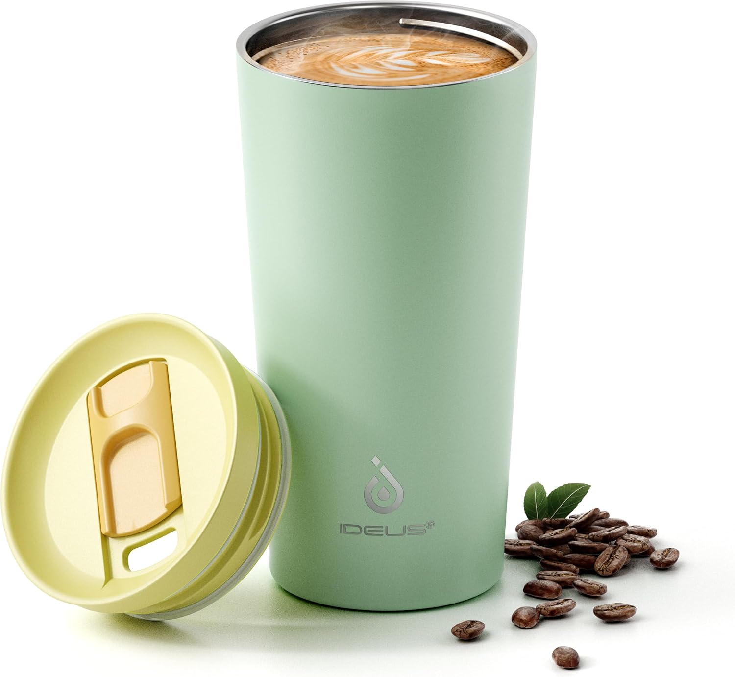 Ideus 20 oz Tumbler, Travel Coffee Mug with Splash Proof Sliding Lid, Double Wall Stainless Steel Vacuum Insulated Coffee Mug for Home and Office