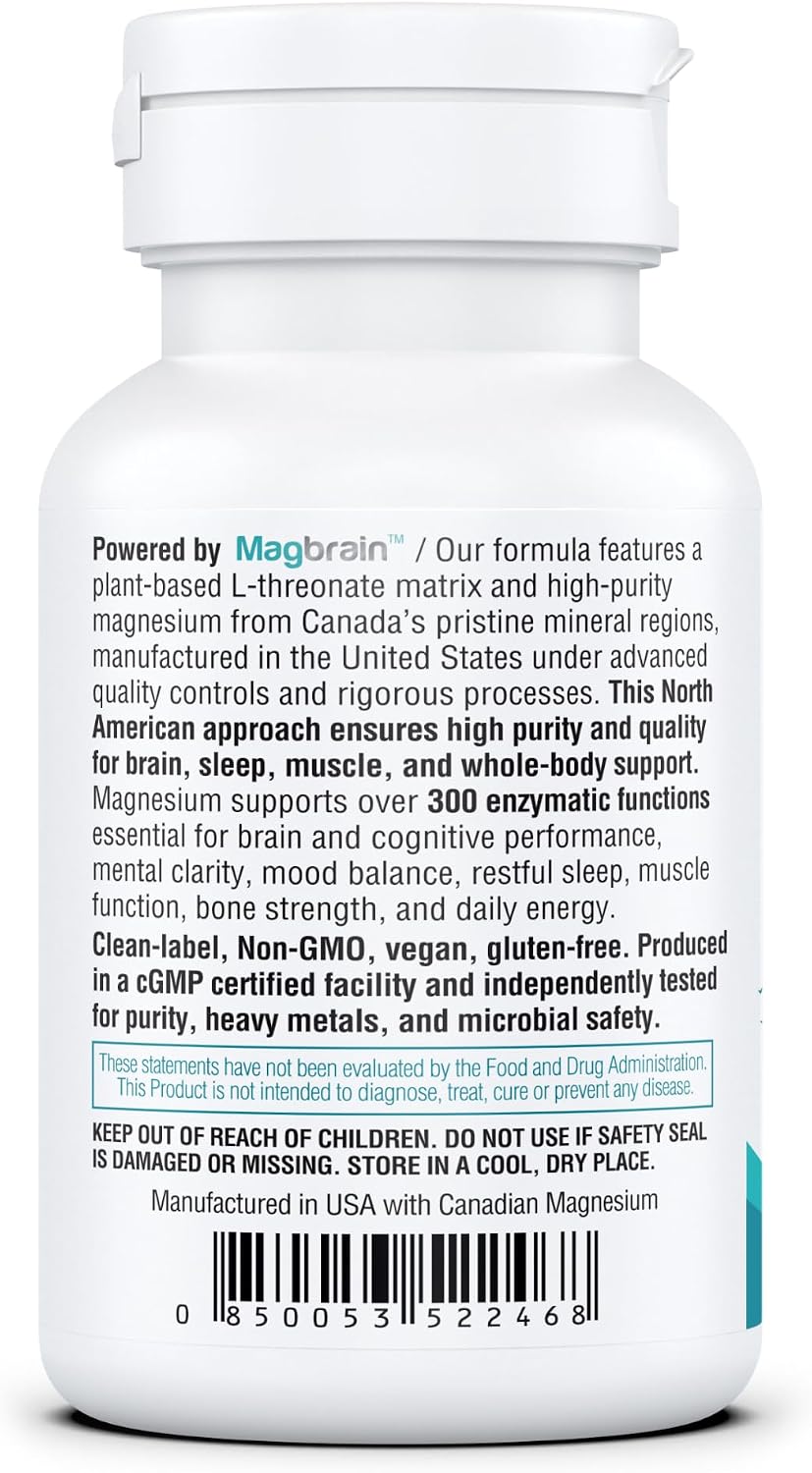 Kappa Nutrition Powered by Magbrain™ Magnesium L-Threonate Plant-Based, 420mg Elemental Magnesium (3 Capsules) from 2, 253mg, 120 Vegan Capsules