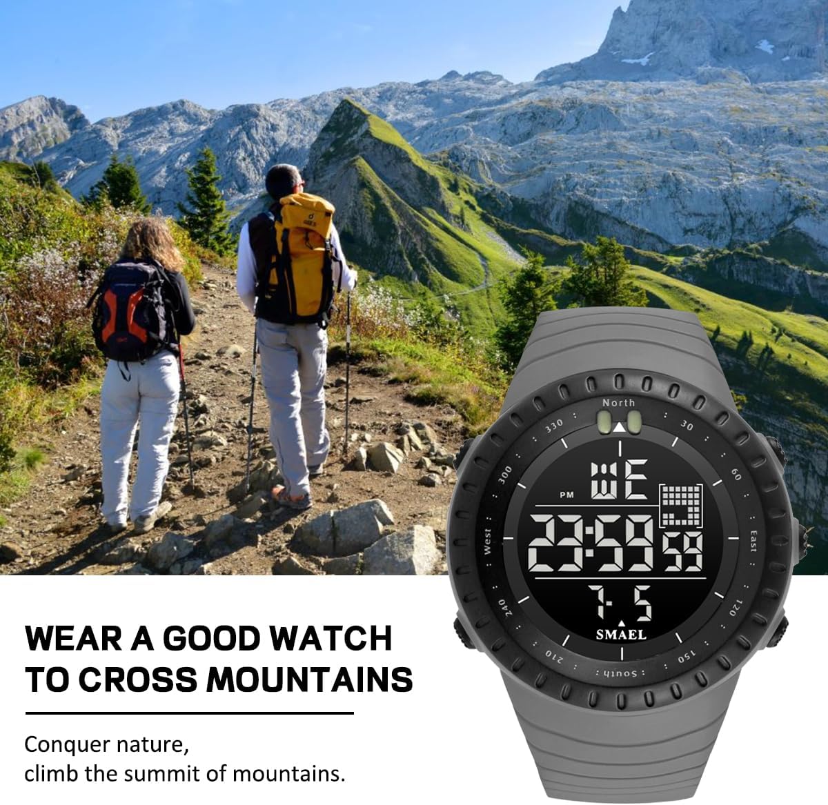 L LAVAREDO Mens Digital Watch Sports Military Watches Waterproof Outdoor Chronograph Wrist Watches for Men with LED Back Ligh/Alarm/Date