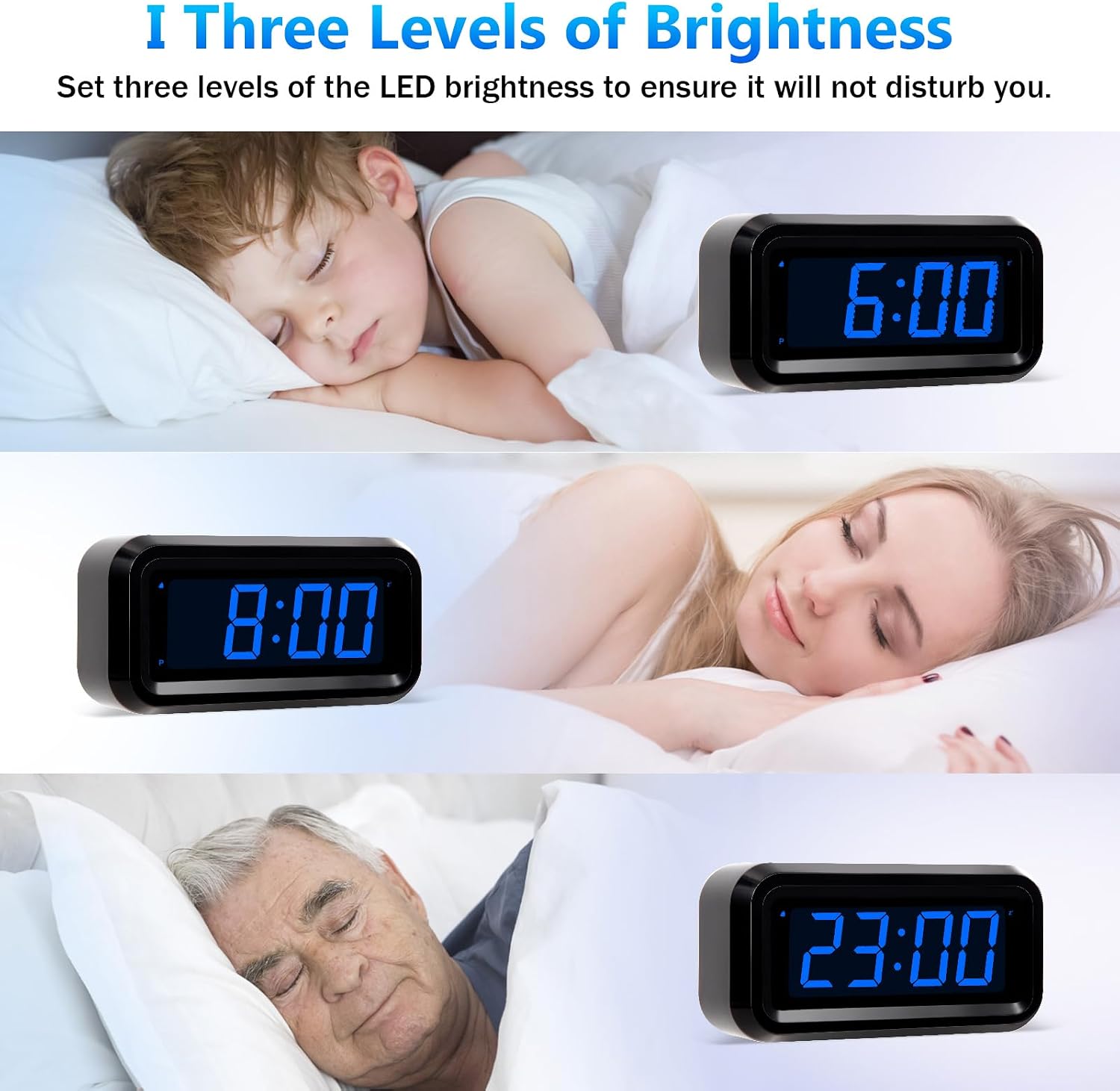 Digital Alarm Clock Battery Operated with LED Display for Bedrooms, Long Battery Life for 12 Months, 3 Brightness Adjustable, 12/24 Hour, Snooze, Black Case with Red Digits