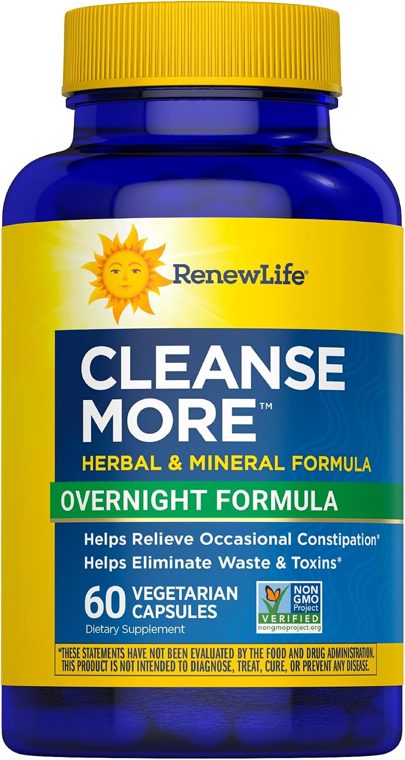 Renew Life Cleanse More 100 Vegetarian Capsules | Helps Relieve Occassional Constipation | Herbal Formula with Magnesium | Dairy, Soy and Gluten Free