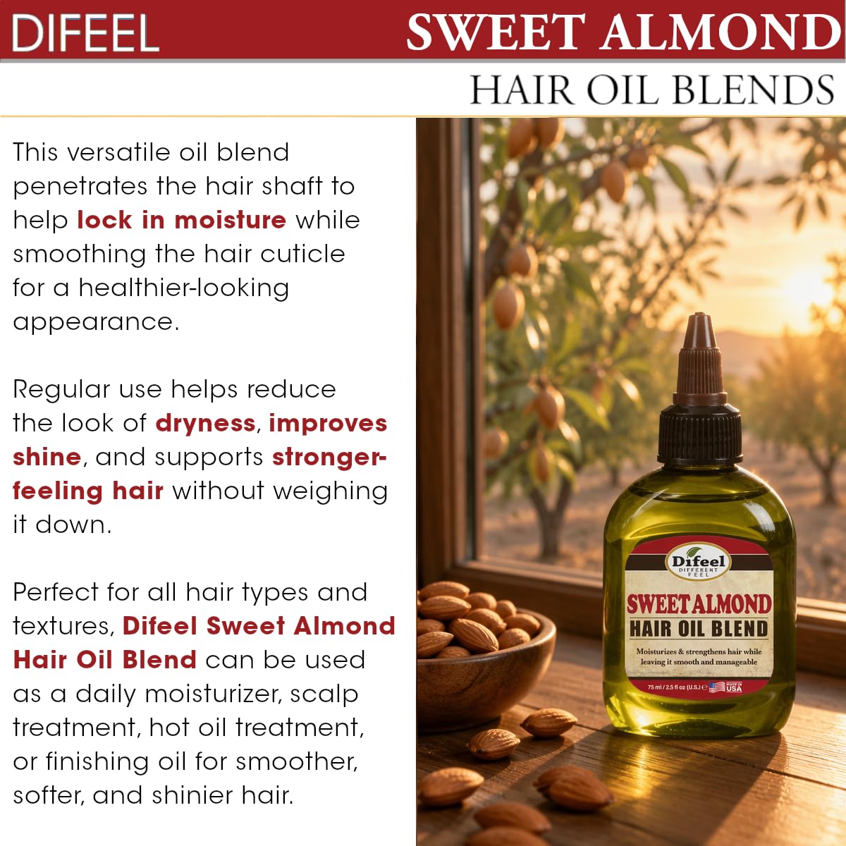 Difeel Peppermint Hair Oil Blend - Travel Size 2.5 ounce