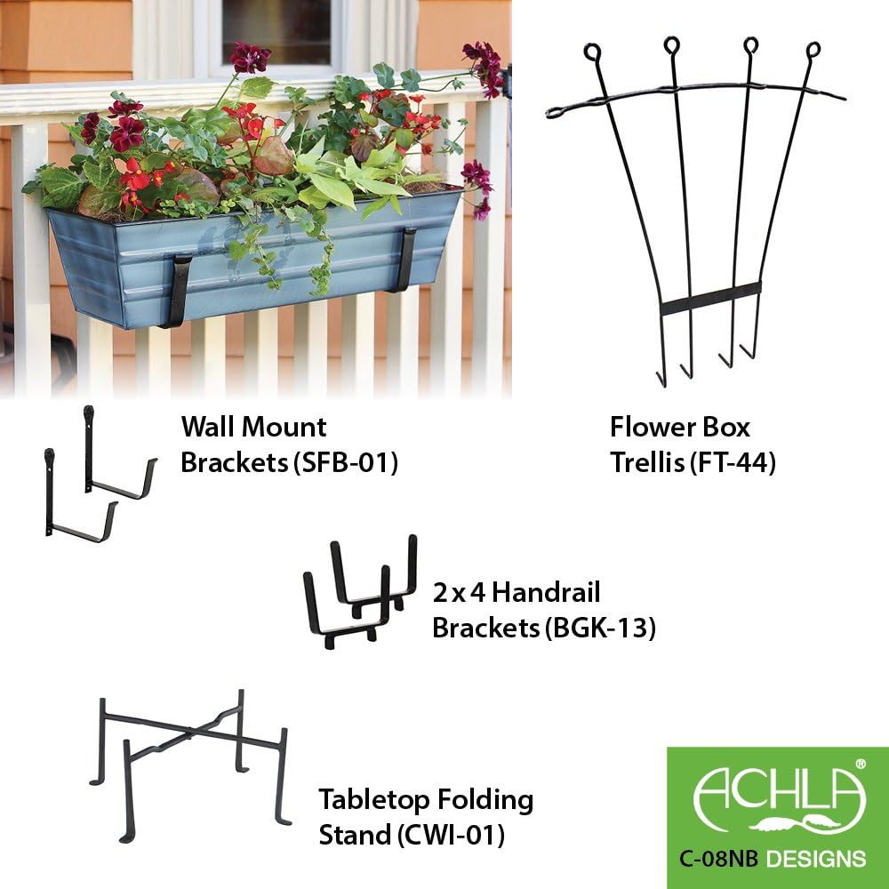 Achla Designs Galvanized Window Flower Box Planter-Green-Medium (24" L x 9.5" W x 7.5" H)