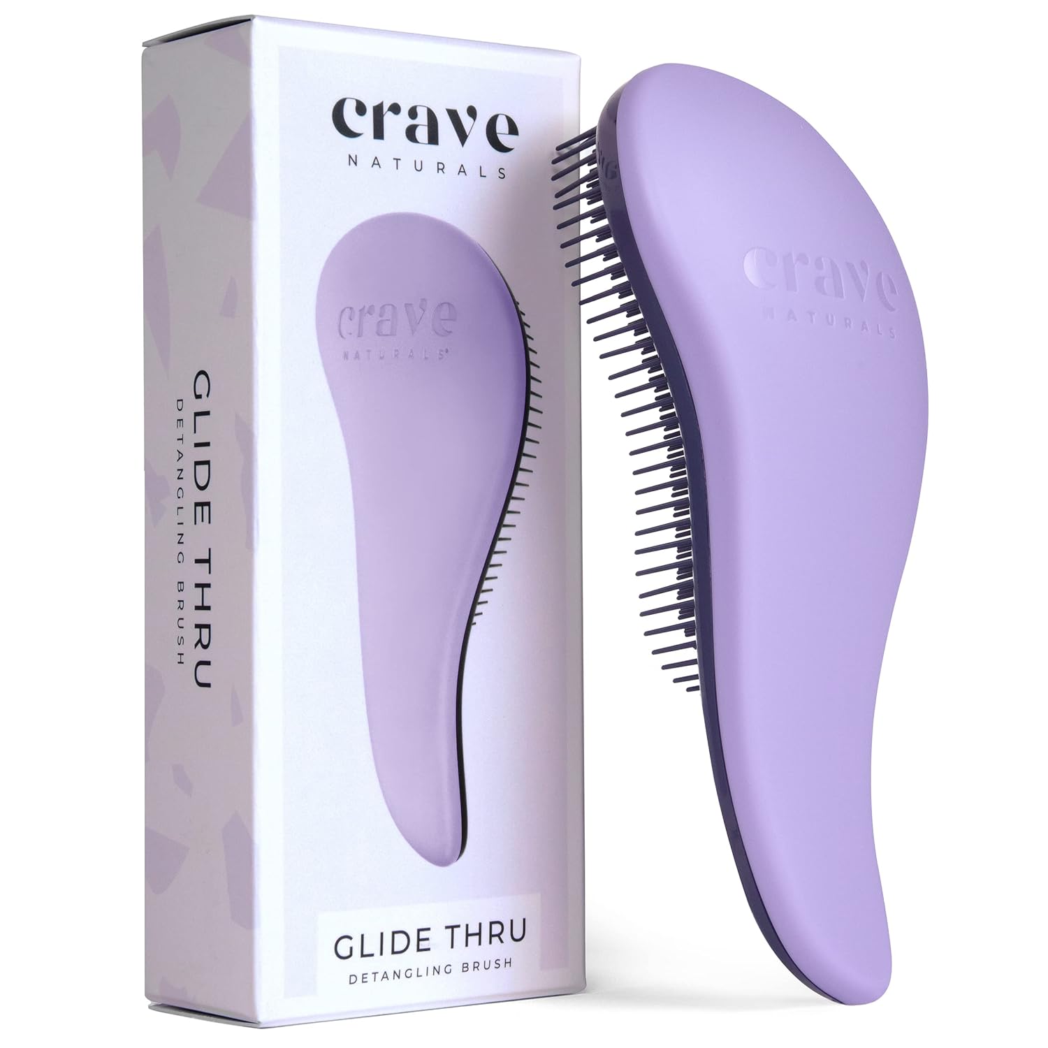 Crave Naturals Glide Thru Hair Brush - Detangler Brush for Curly, Straight, Wet or Dry Hair - Gentle Detangling Brushes for Adults, Kids, Toddlers - Hair Accessories for Women, 7.5x3" - Pink