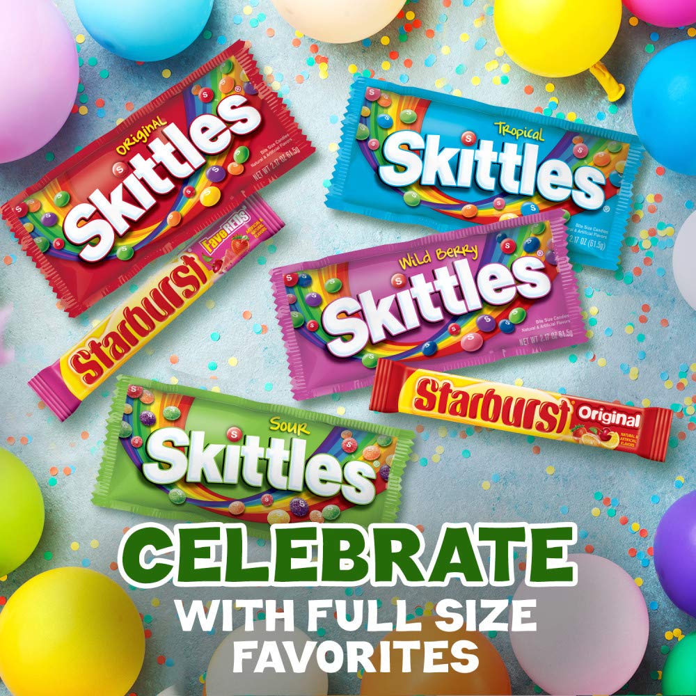 SKITTLES & STARBURST Assorted Candy Variety Pack Bulk Box 18 Count 37.05 oz | Everyday snacking, snack box, mix candy assortment bulk candy fruity candies bulk box for fundraising, snacking, road trips