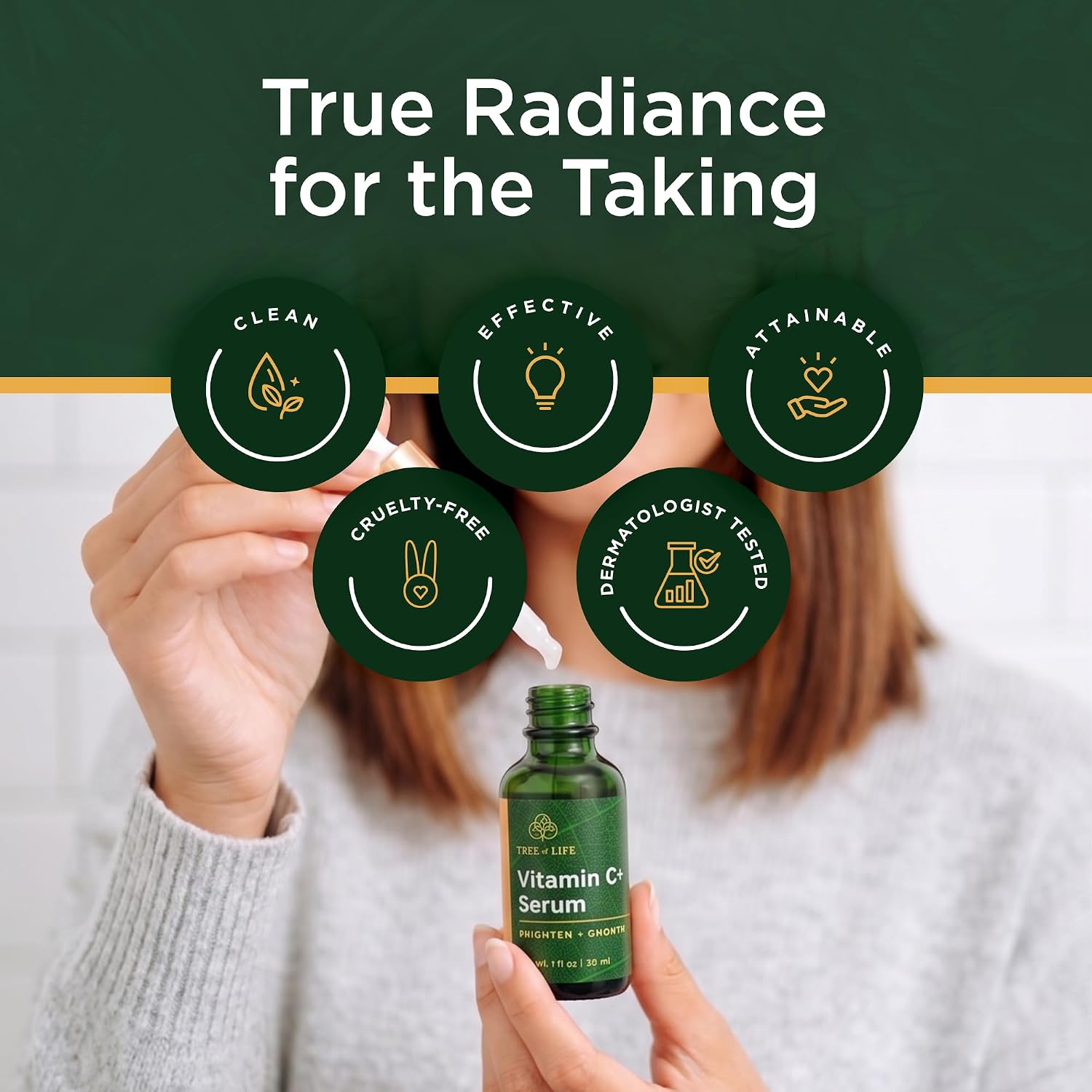 Tree of Life Vitamin C Serum for Face - Brightening and Hydrating Face Oil for Dark Spots and Fine Lines - Suitable for Sensitive Skin - Dermatologist Tested Skin Care - 1 Fl Oz | Brightening Vitamin C serum for face. Hydrating face oil that targets dark…
