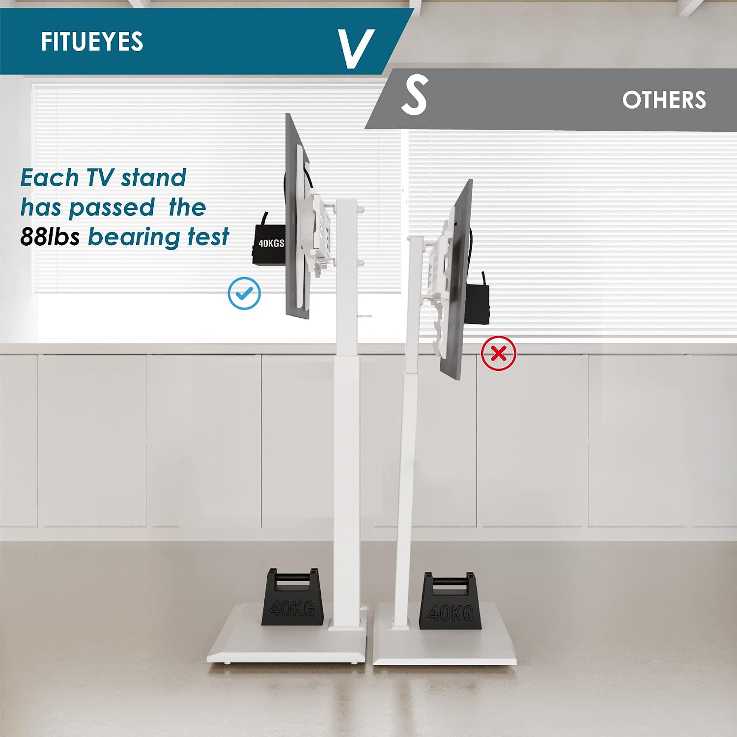 FITUEYES Iron Base Universal Floor TV Stand for 32-65 Inch TVs, Black