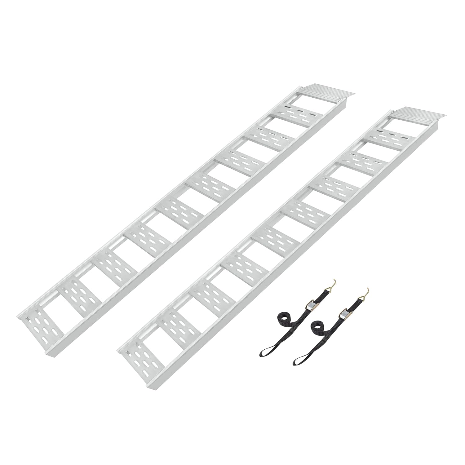 Aluminum Straight Fixed Ramp with Treads (2pk) - Easily and Safely Load and Unload Light Equipment, Lawn Tractors, ATVs and More, 1, 250 lb. Capacity