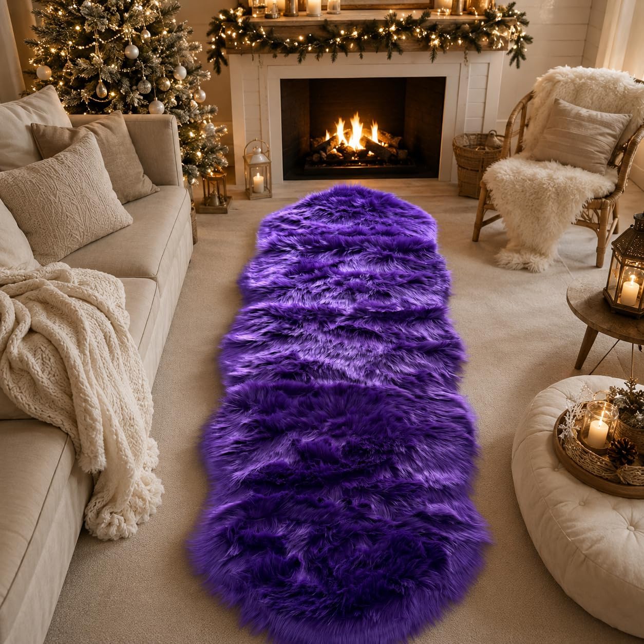 EasyJoy Ultra Soft Fluffy Shaggy Area Rug Faux Fur Rug Chair Cover Seat Pad Fuzzy Area Rug for Bedroom Floor Sofa Living Room (2 x 6 ft Sheepskin