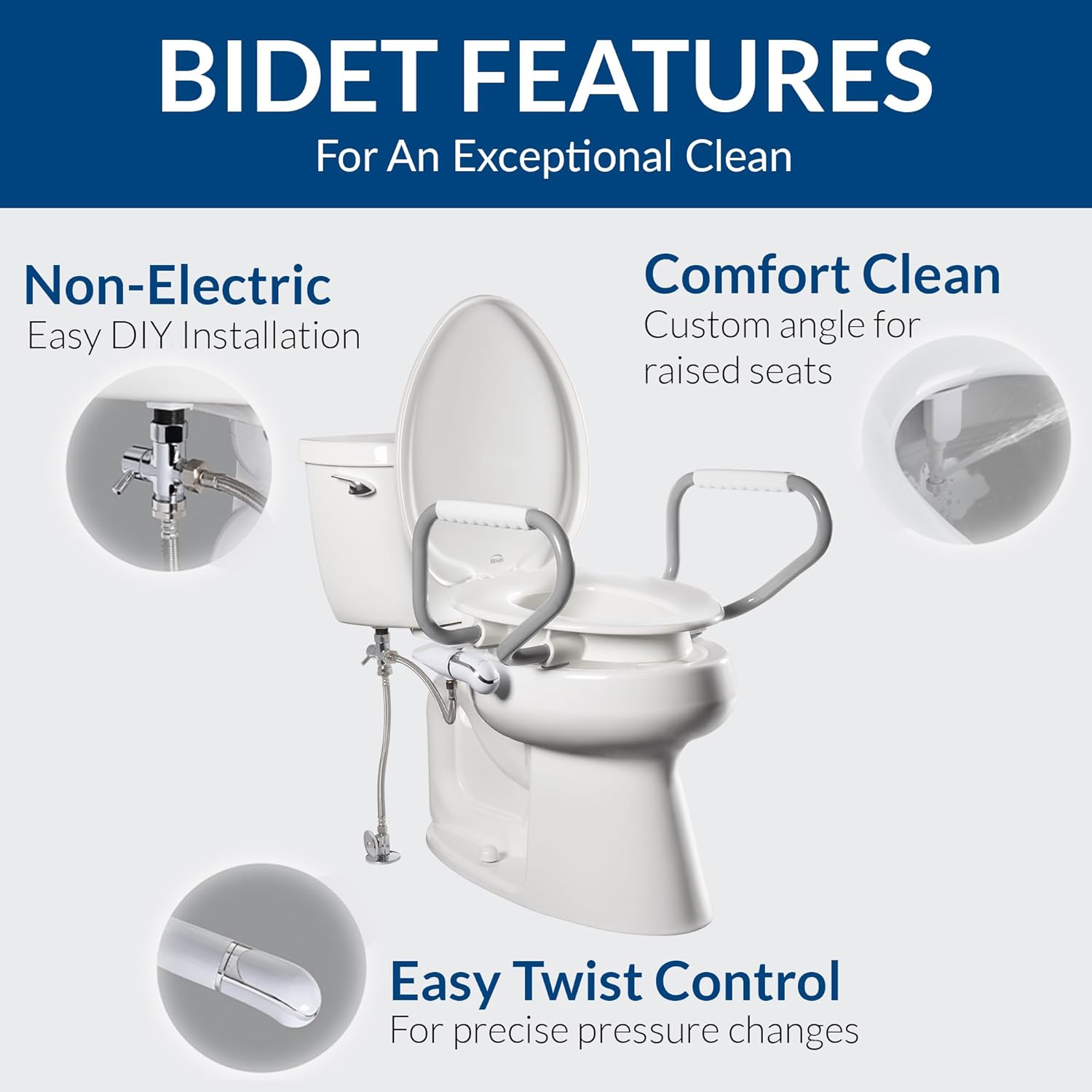 Bemis Assurance 3" Raised Toilet Seat for Seniors, Therapist Preferred for Safety, Secure Hinges, Clean Shield Guard, Elongated, White