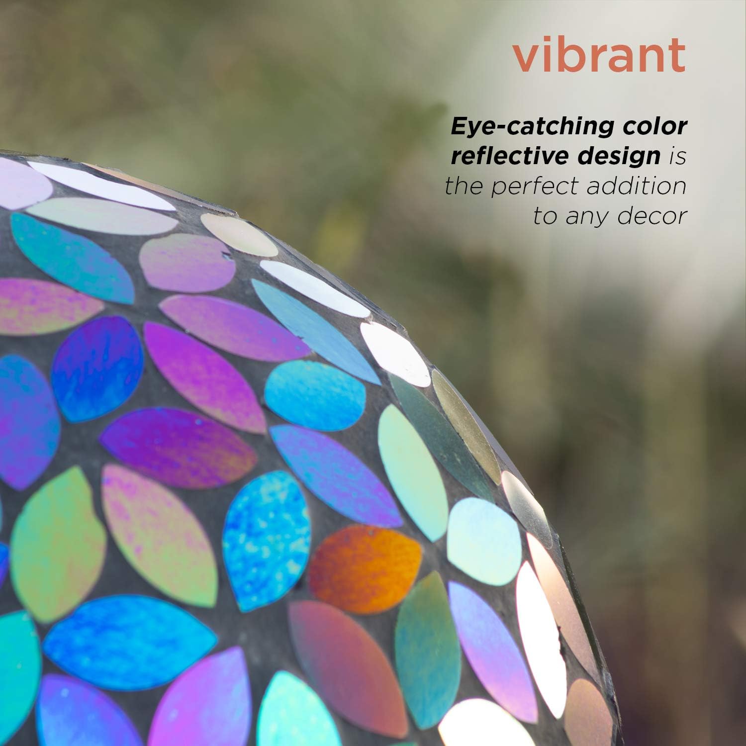 Alpine Corporation 10" Diameter Indoor/Outdoor Glass Mosaic Gazing Globe Yard Decoration, Purple Pearlized Petals Design
