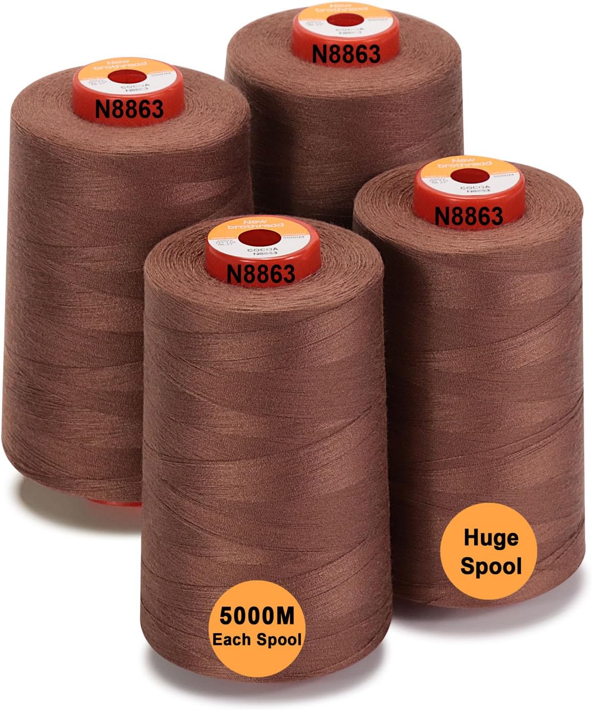 New brothread 4 Large Cones All Purpose Polyester Thread -Cream