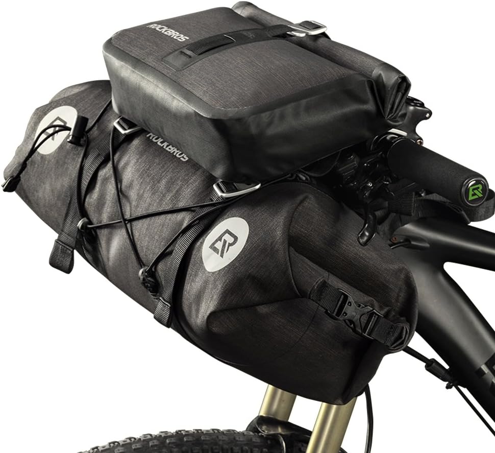ROCKBROS Waterproof Handlebar Bags 12L-20L Front 2 Dry Packs for MTB Road | 600D TPU Material,Reflective Logo,Suitable for Cycling Traveling Camping