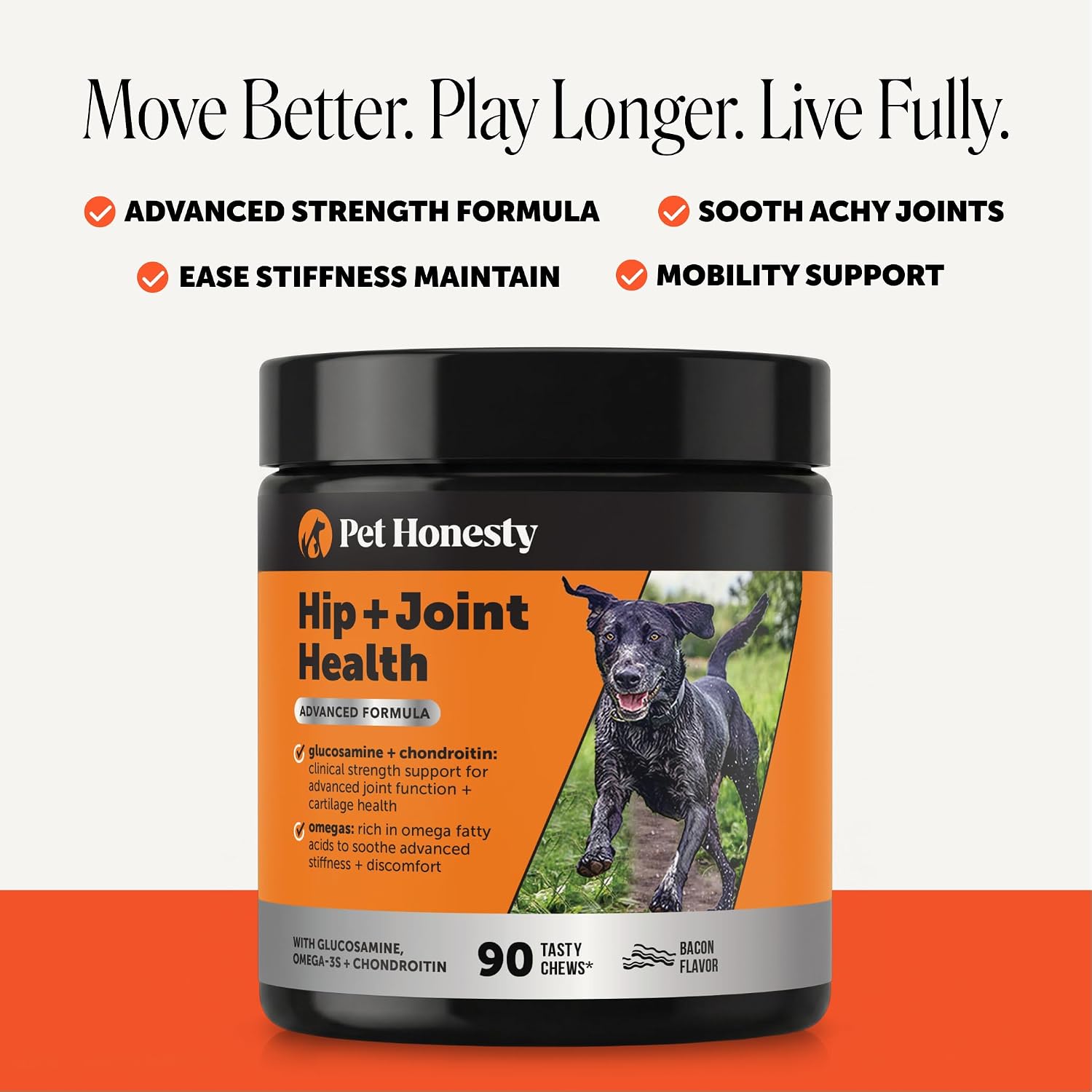 Hip + Joint Supplement for Dogs with Glucosamine Chondroitin - MSM, Turmeric & Collagen Soft Chews - Joint Function, Stiffness, and Mobility Support, May Reduce Occasional Discomfort (Chicken, 90 Ct)