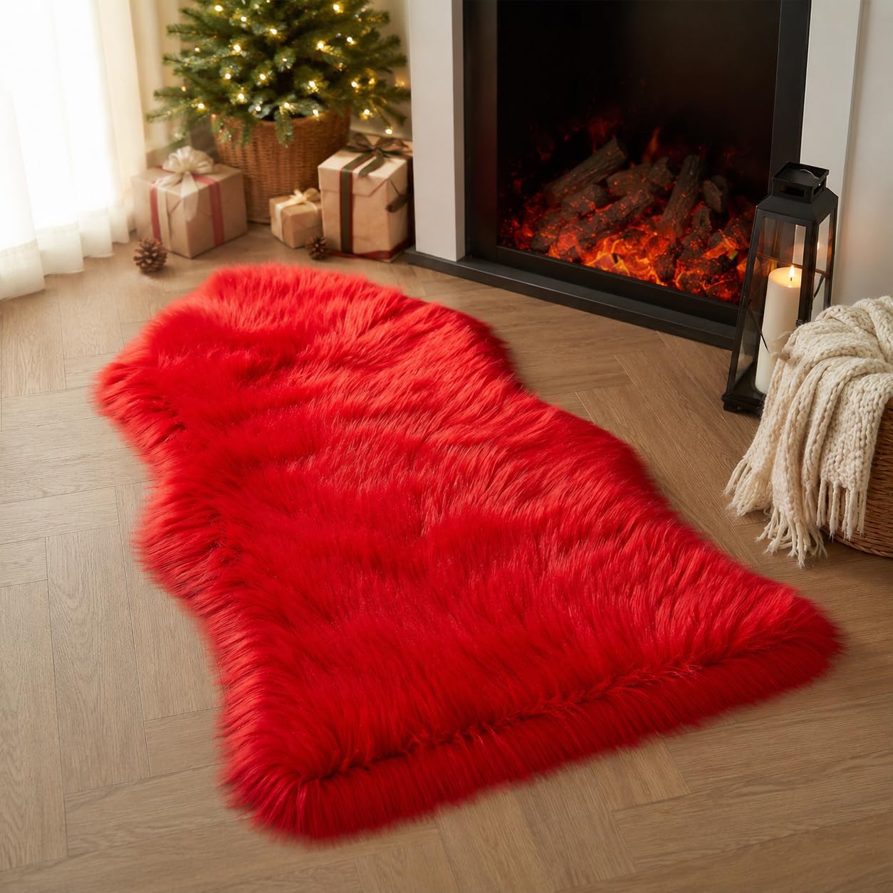 EasyJoy Ultra Soft Fluffy Shaggy Area Rug Faux Fur Rug Chair Cover Seat Pad Fuzzy Area Rug for Bedroom Floor Sofa Living Room (2 x 6 ft Sheepskin