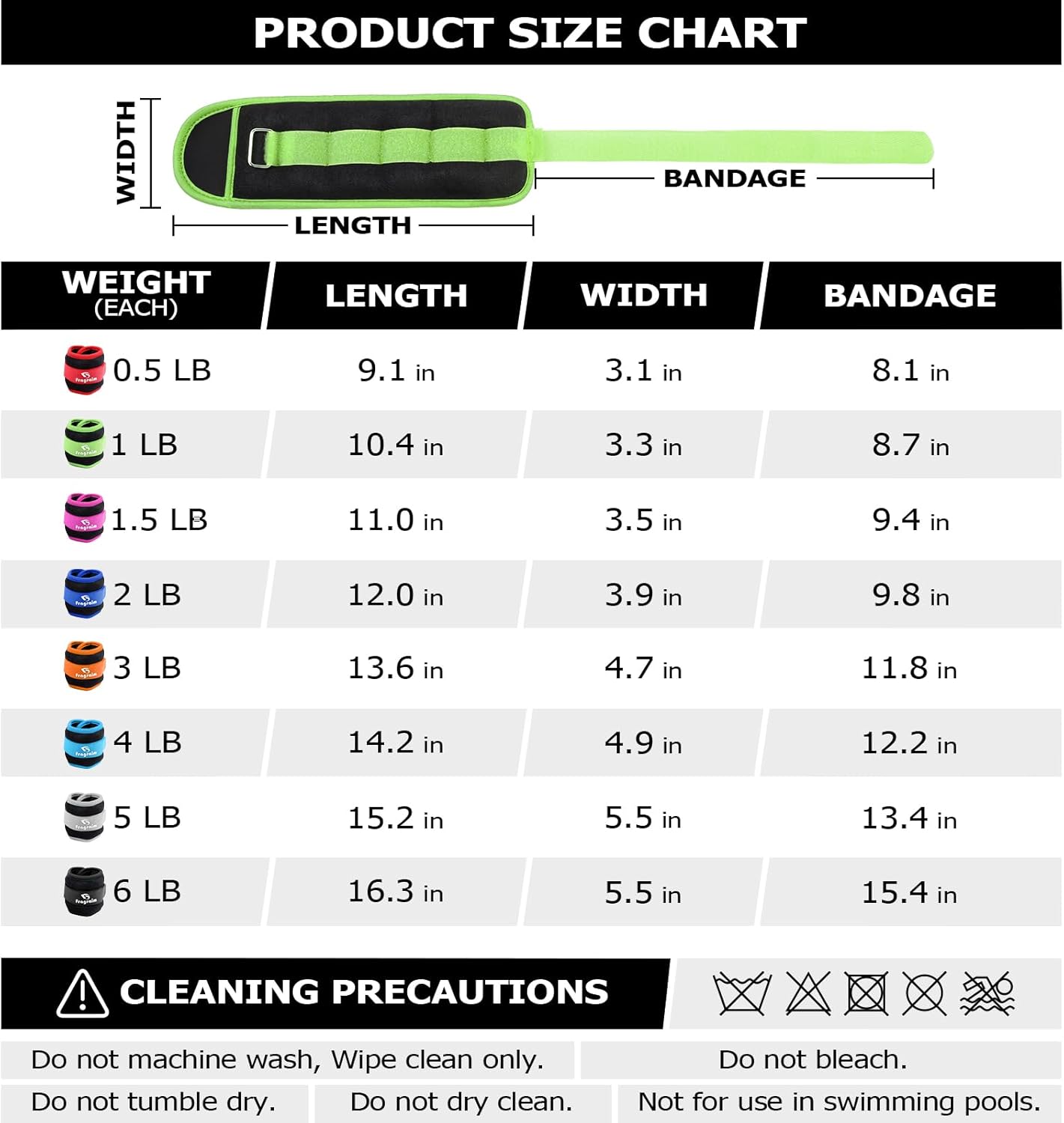 Ankle Weights for Women, Men and Kids - 1/2/3/4/6/8/10/12/15/20 LBS 1 Pair Strength Training Wrist/Leg/Arm Weight with Adjustable Strap for Jogging