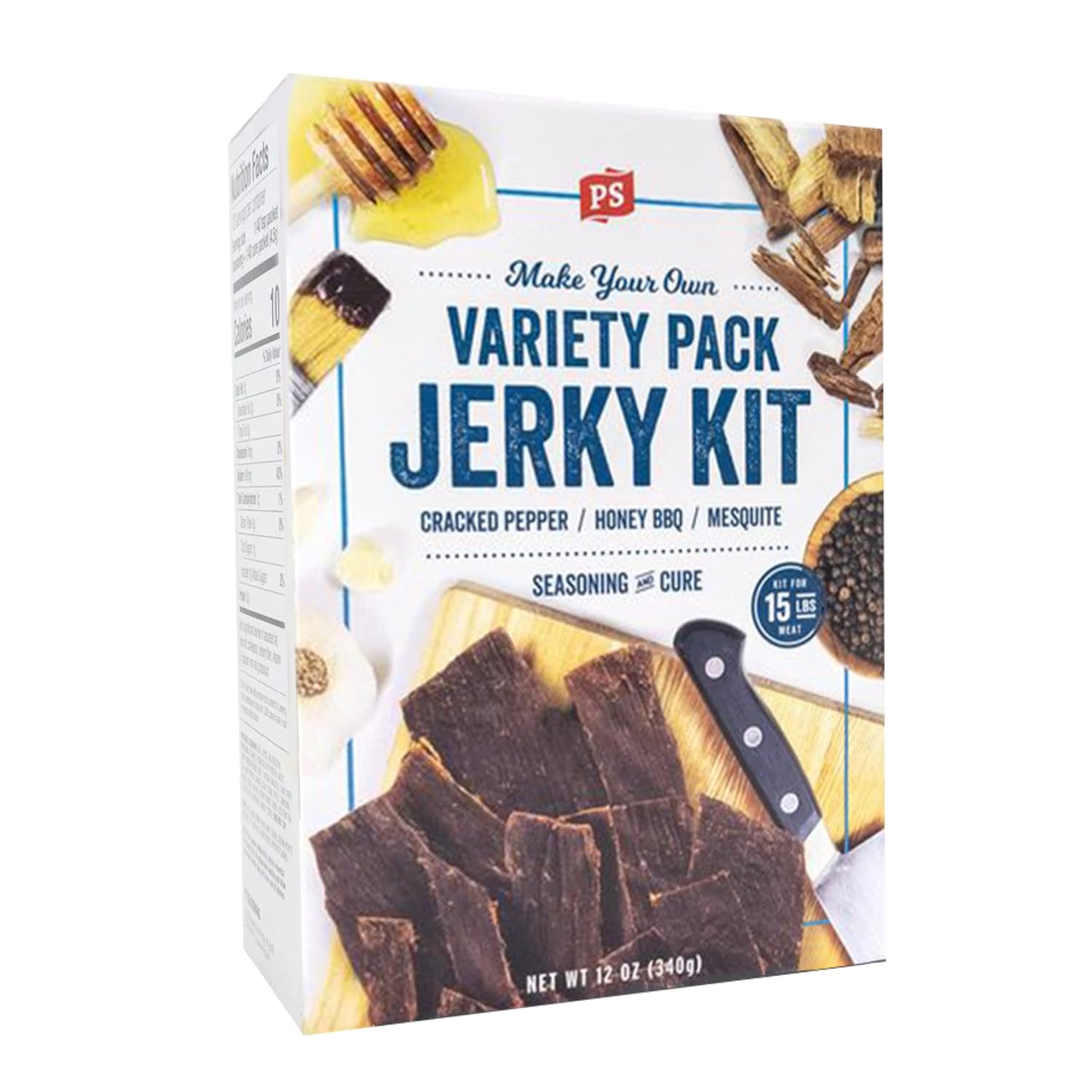PS Seasoning Jerky Seasoning and Cure Kit (Cracked Pepper & Garlic)- Award-Winning DIY Beef Jerky Making Kit with Seasoning Mix & Cure- Oven, Smoker, Dehydrator- Great for Beef, Turkey, Venison