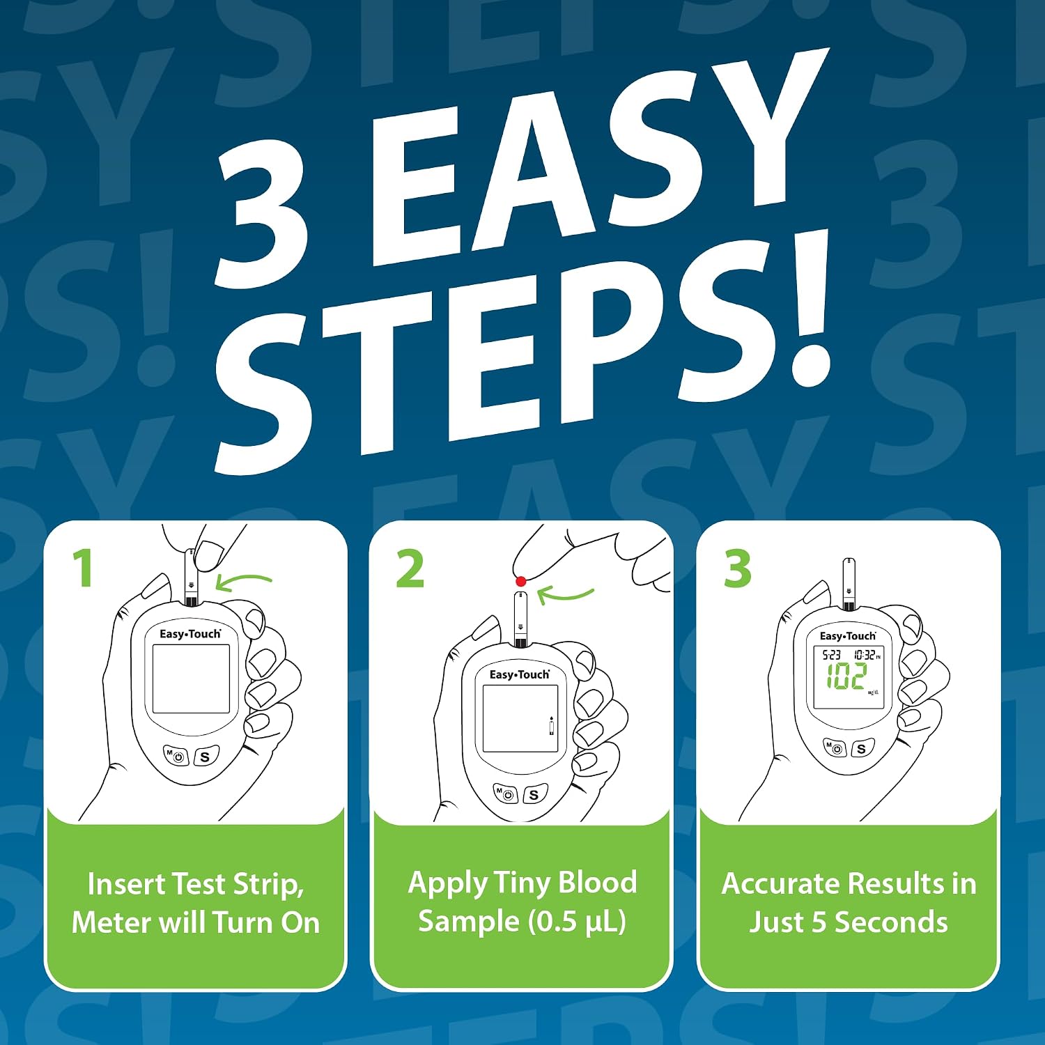 EasyTouch Blood Glucose Monitoring System (Test Strips Sold Separately) | Fast, Accurate, Easy-to-Use Meter for Daily Testing, Includes Meter