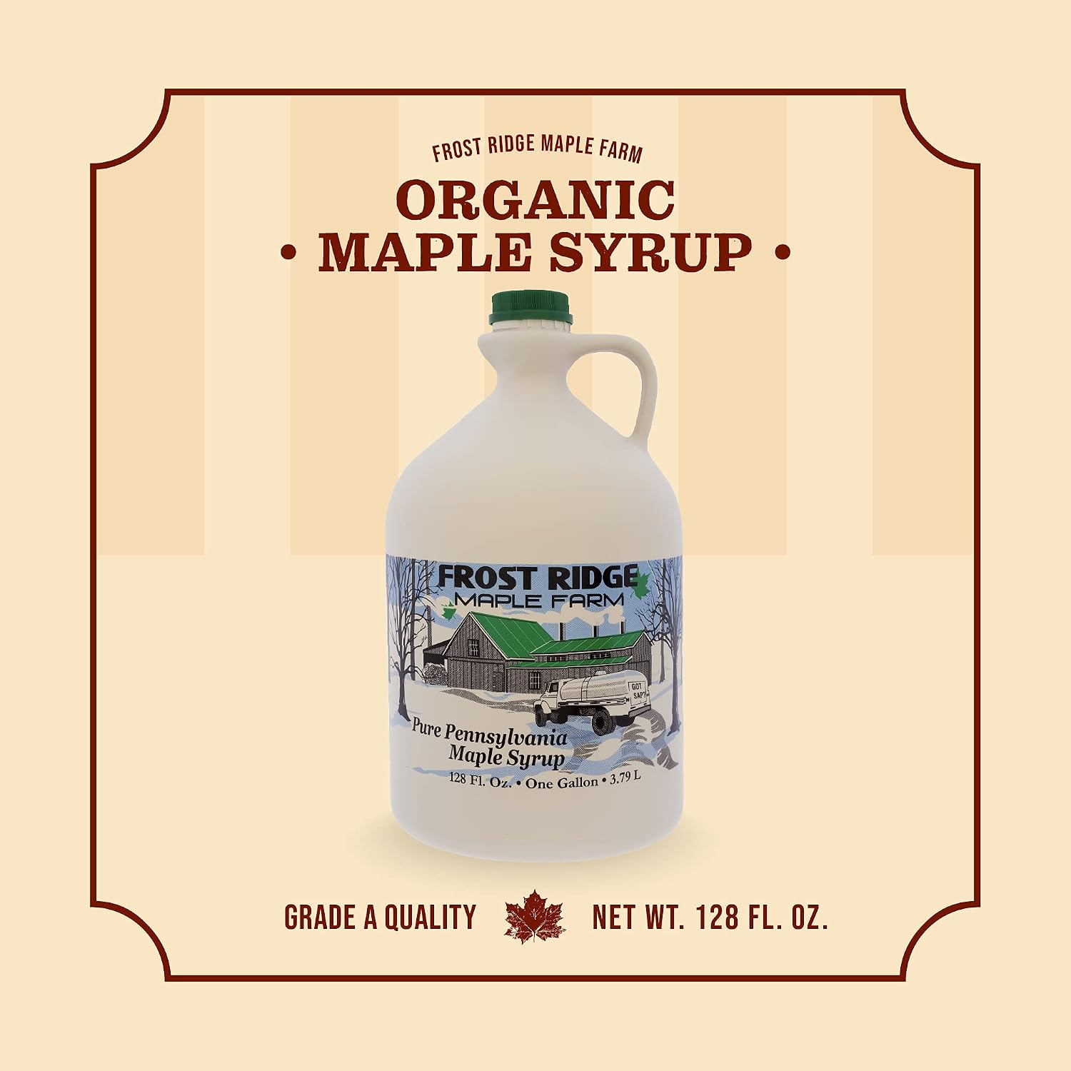 Frost Ridge Maple Farm, Organic Maple Syrup, Grade A, Gallon (128 FL Oz), Dark Robust (formerly Grade B)