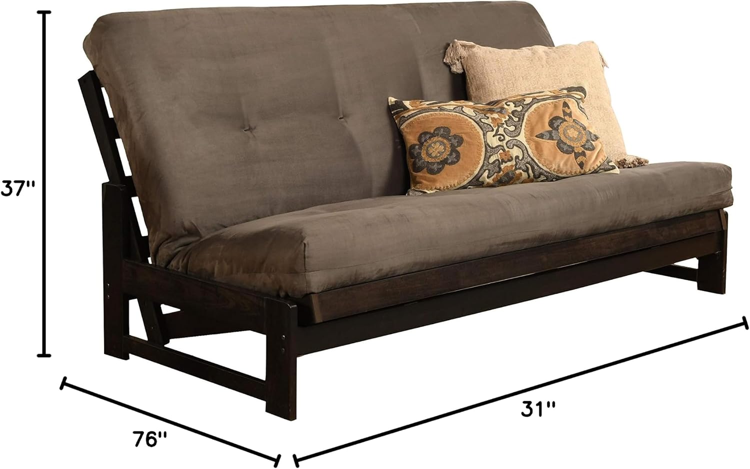 Kodiak Furniture Aspen Futon Set with Reclaim Mocha Finish, Suede Black
