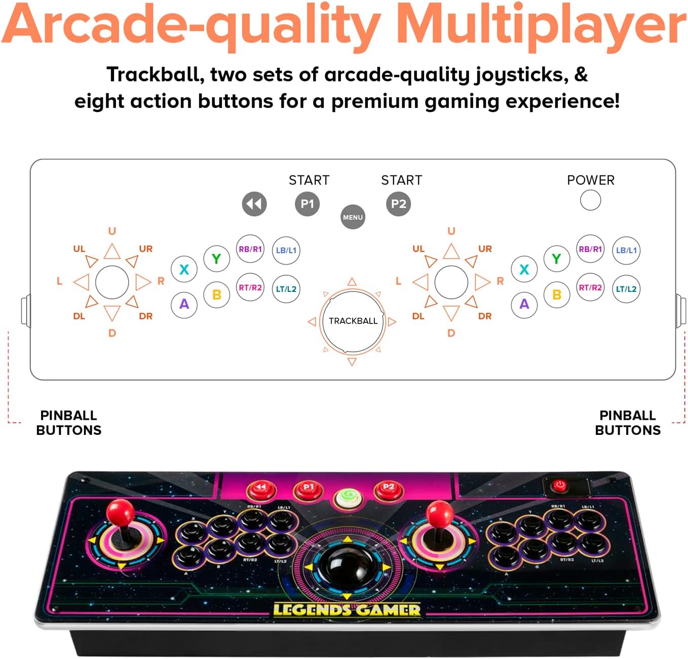 Legends Gamer Pro, Deluxe Table Top Arcade Game Machine, Home Arcade, Classic Retro Video Games, 150 Licensed Arcade & Games
