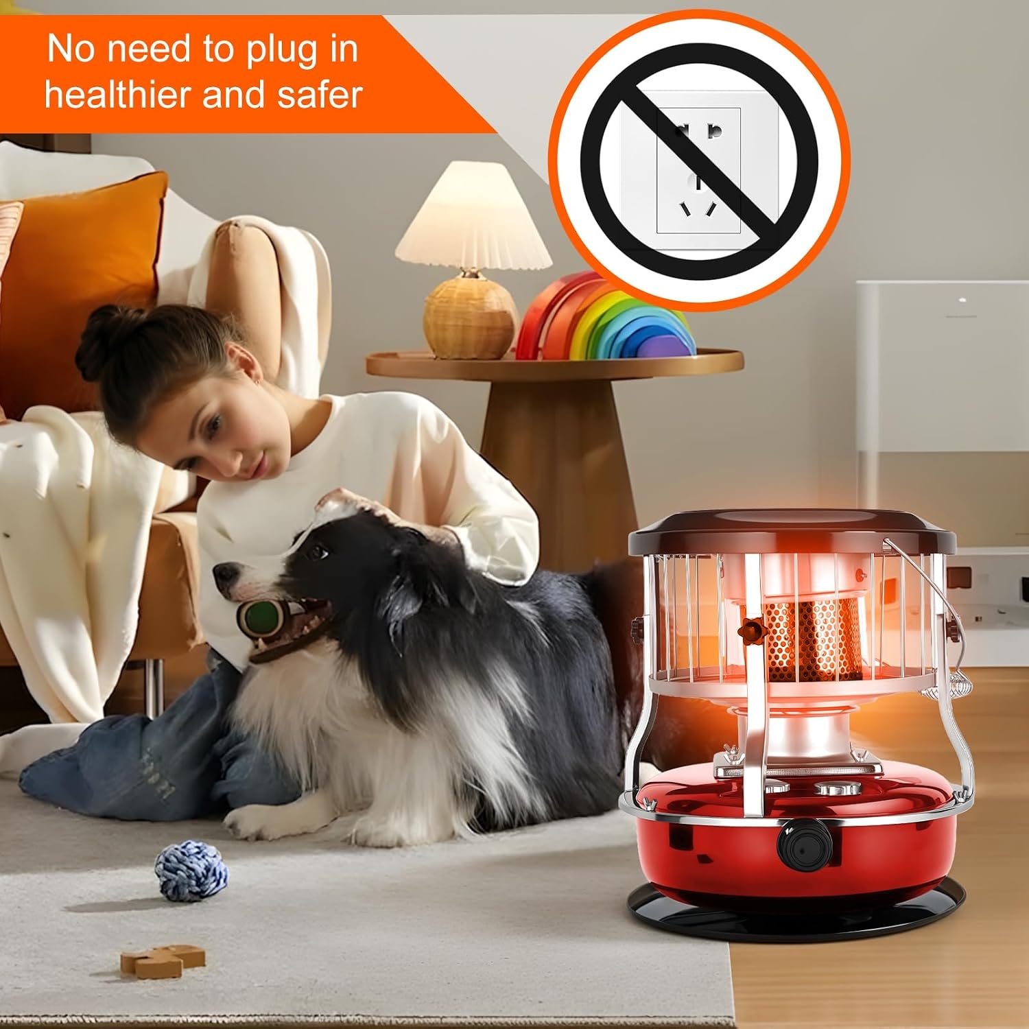 Kerosene Heater, Kerosene Stove 9000 BTU No Electricity Needed Portable Indoor Outdoor Heater for Camping, Tent, Ice Fishing, Emergency Heating – Galvanized Steel & Stainless Steel Construction Red