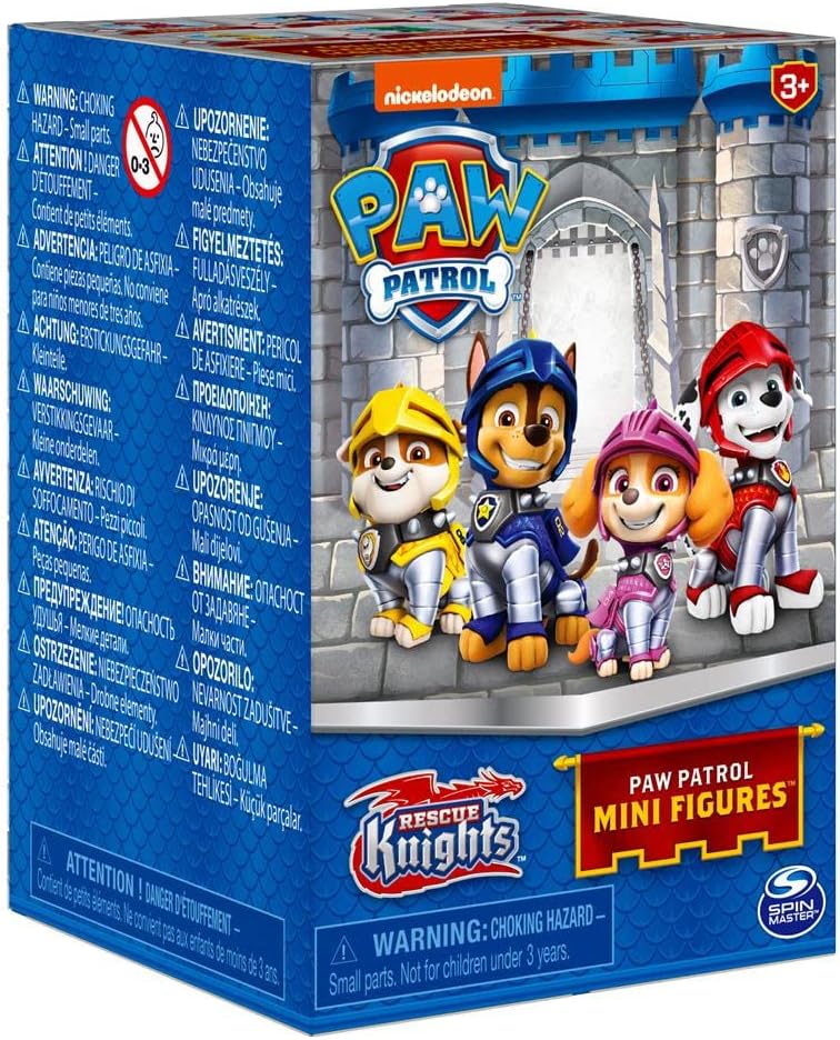 Paw Patrol Spin Master 6062143 Rescue Knights Collectible Blind Box Mini Figure with Castle Tower Container, 2-inch Height