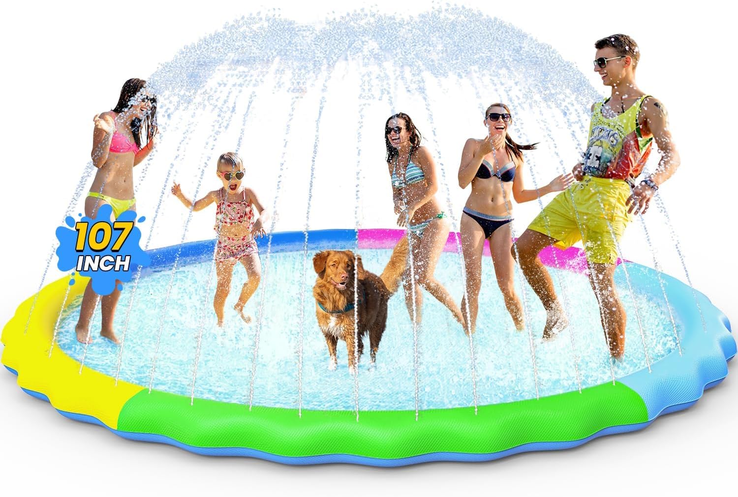VISTOP 67" Non-Slip Splash Pad for Kids and Dogs, Thickened Sprinkler Pool for Toddlers, Outdoor Backyard Water Toys, Fun Fountain Play Mat for Babies