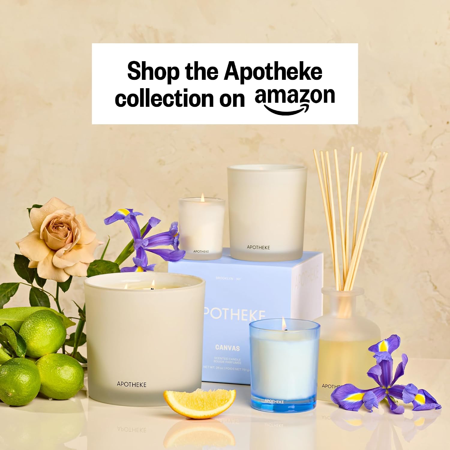 Apotheke Signature Scented Candles for Home, Canvas - 10.5 Oz | Long-Lasting Non-Toxic Soy Wax Jar Candle with Essential Oils, Large - Luxury Gift for Women & Men