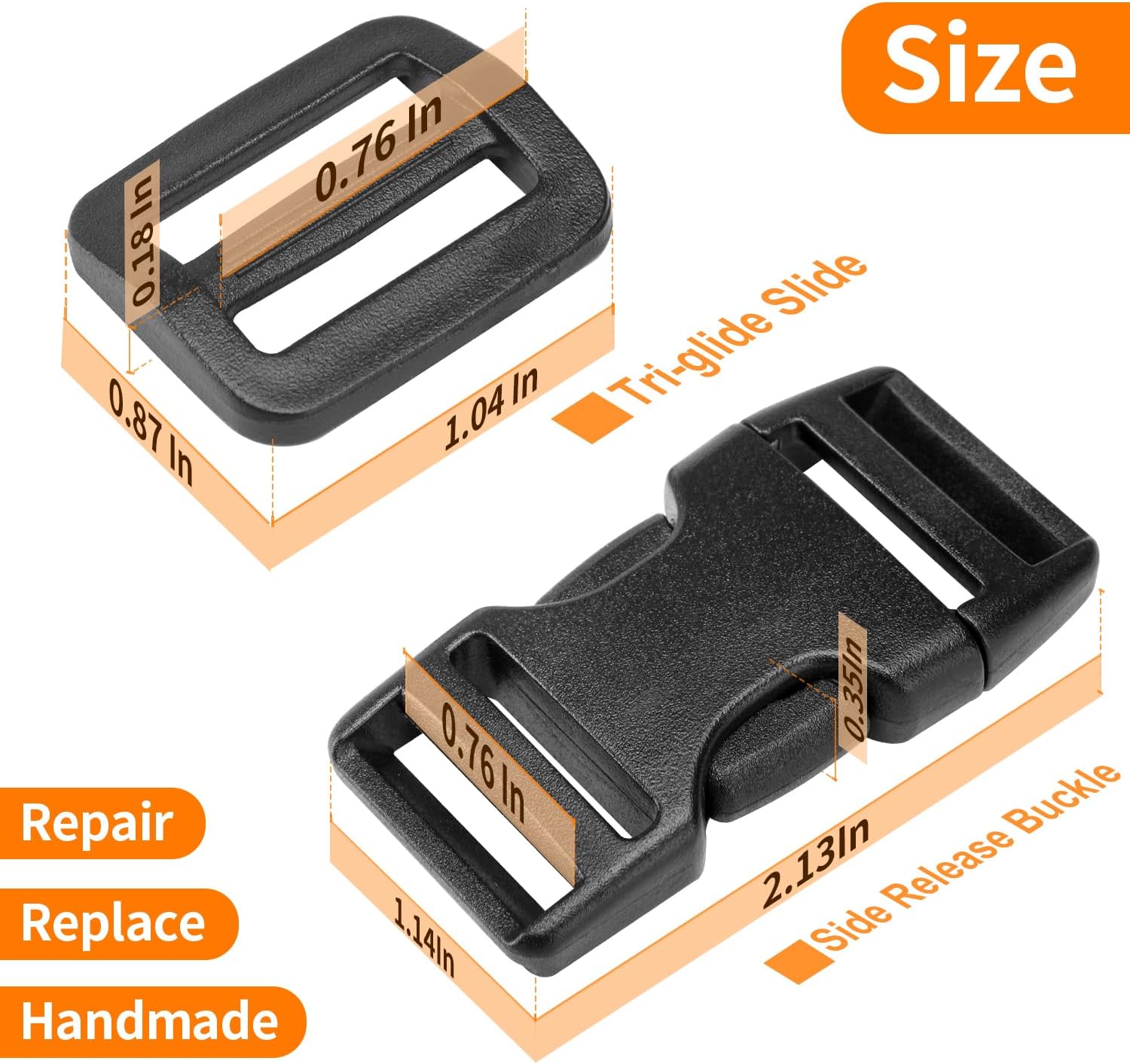 BEYOURD Buckles and Straps Set 1": 6 Yards of Thick Nylon Webbing, 6-Pack Heavy Duty Adjustable Quick Side Release Plastic Buckles