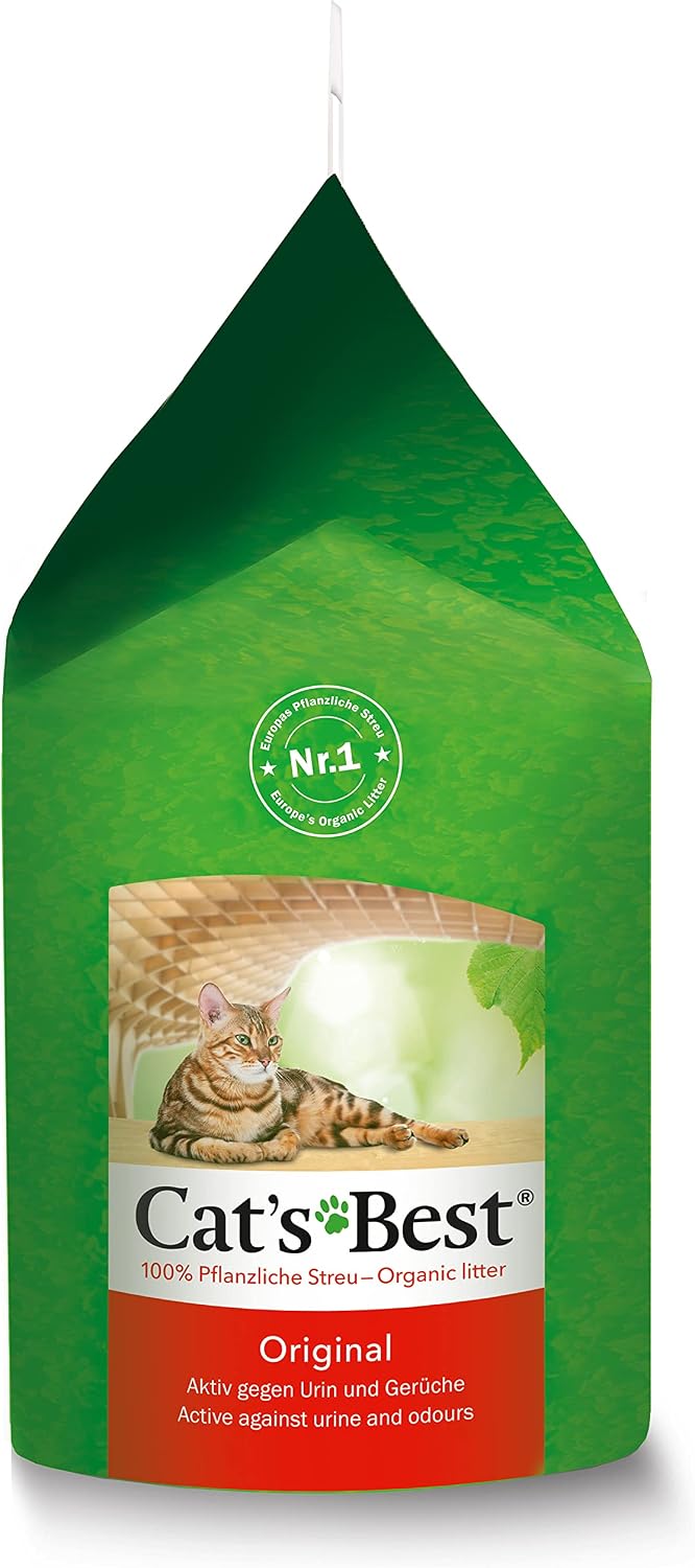 Cat's Best Original Clumping Wood Fibre Cat Litter 20 L / 8.6 kg | Clumping wood fibre cat litter - odour encapsulating, biodegradable, flushable - long-lasting and economical granules