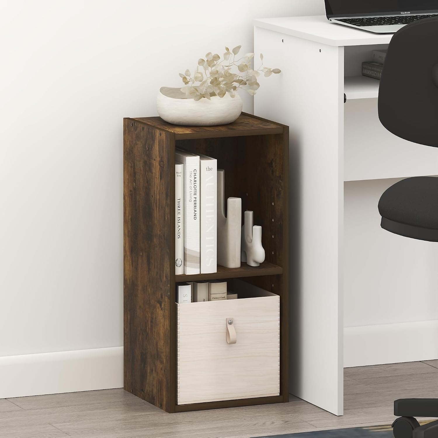 Furinno LUDER Book Shelf, 6-Tier Tall Modern Bookshelf, Bookcase with Open Shelves, 9.3 x 12 x 71, for Living Room, Bedroom, Home Office, White