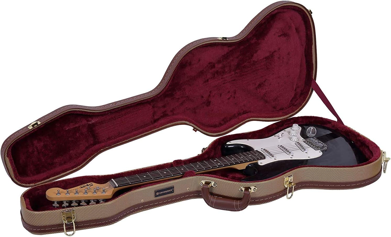 Crossrock Hardshell Arch Top wood case fits SG Electric Guitars-Black(CRW620SGBK)