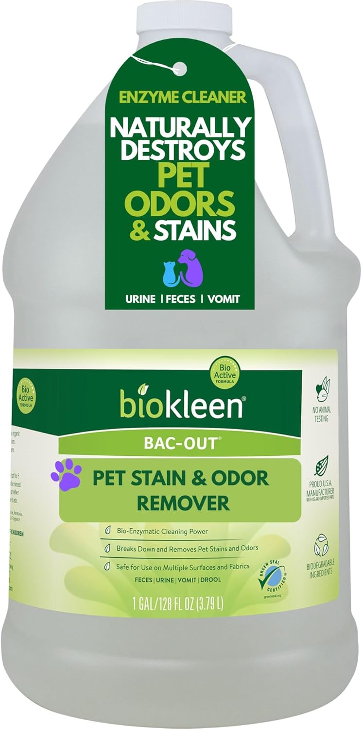 Biokleen Bac-Out Pet Stain Remover - Enzymatic, Natural, Plant-Based Destroys Stains & Odors, Safe for Surfaces & Fabrics