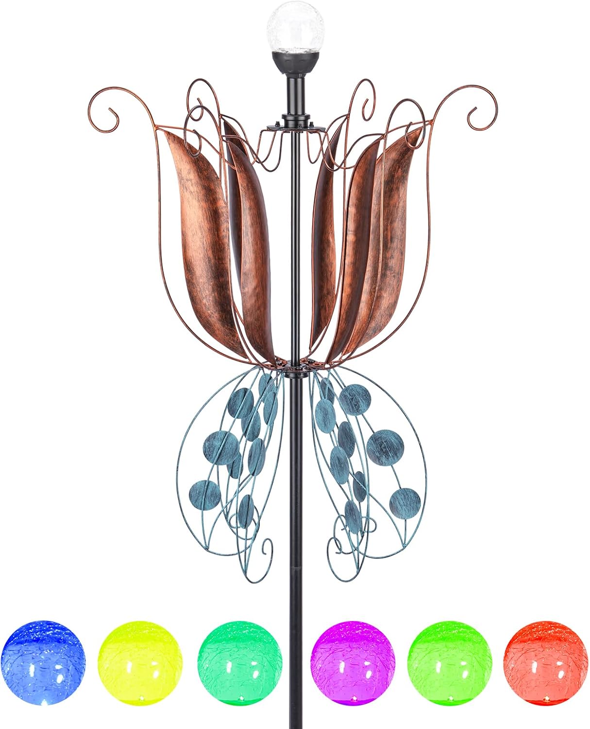 MUMTOP Wind Spinner Outdoor, Large Metal Kinetic Wind Sculptures, Blue