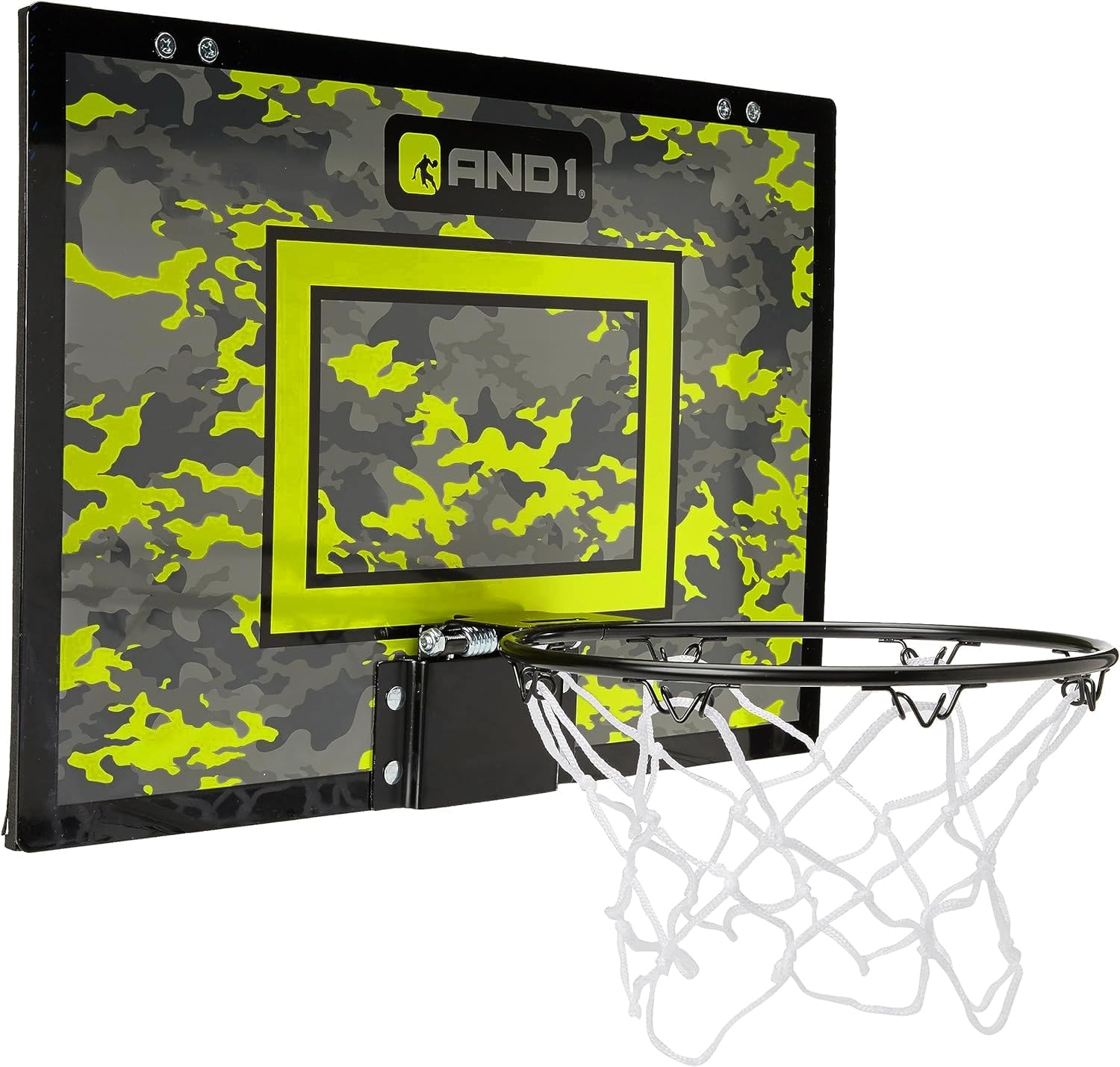 AND1 Over the Door Mini Basketball Hoop: 18x12 Shatterproof Backboard, 2 Mini Basketballs