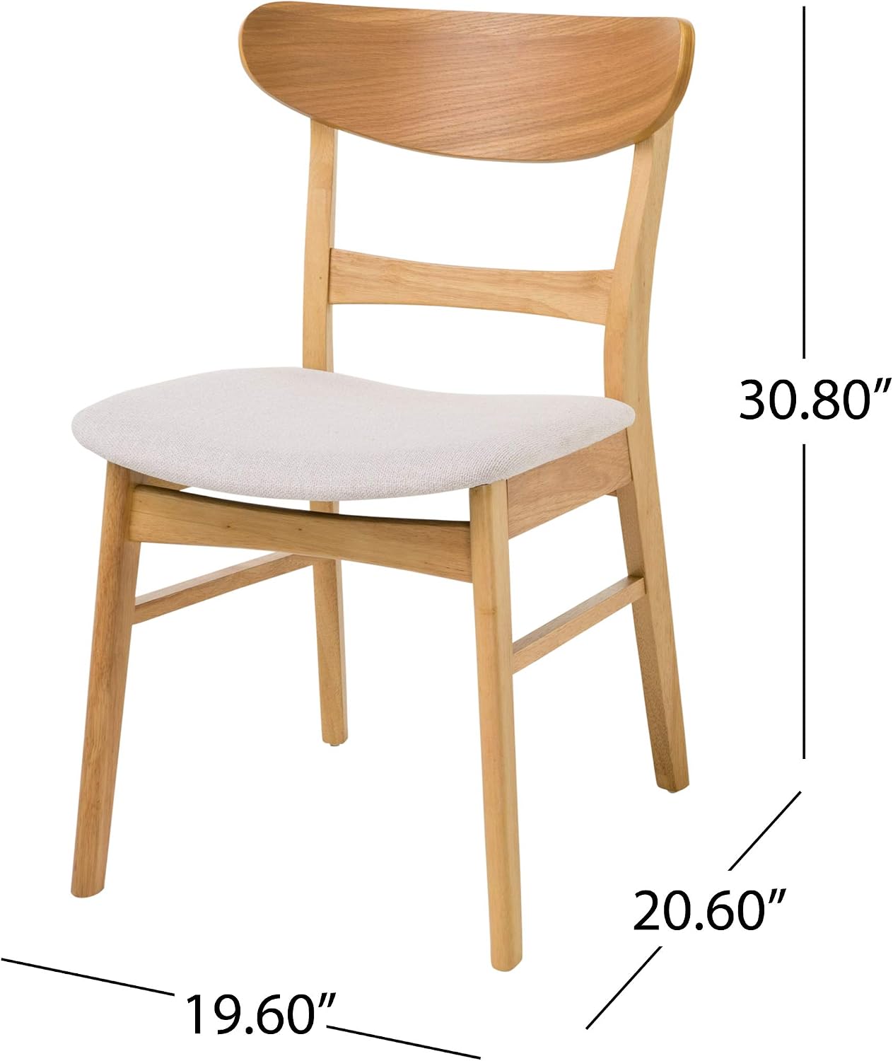 Christopher Knight Home Heather Mid-Century Modern Dining Chairs (Set of 4), Dark Gray and Natural Oak