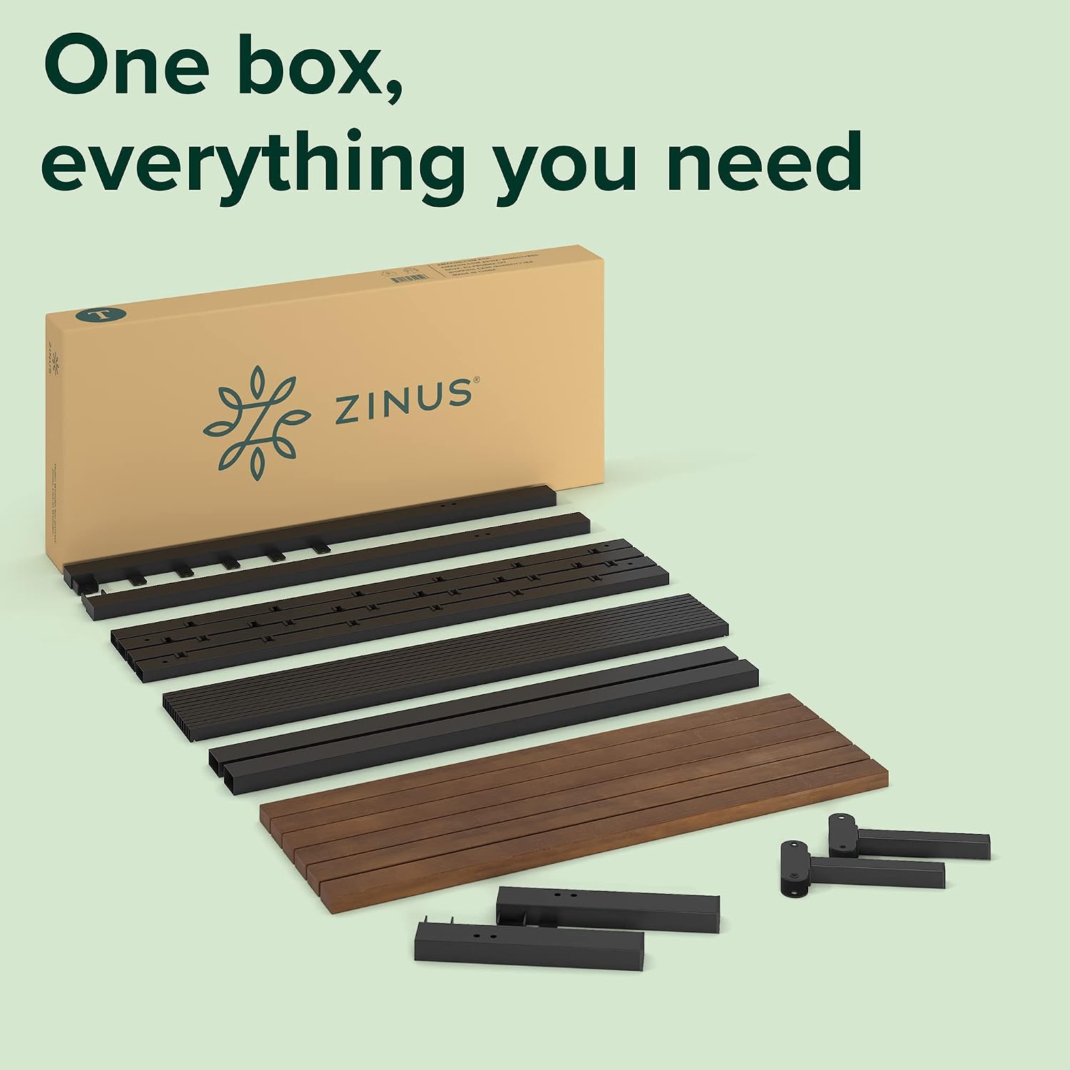 Zinus Kai Platform Bed Frame, RGB LED Lights, No Box Spring Needed, Full | Two-Tier Headboard for Space-Saving Storage, Built-in USB Charging Station, Soft Ambient Night Light