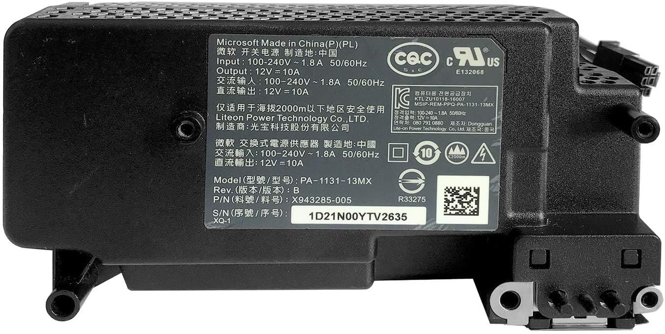 chenlan Replacement Internal Power Supply AC Adapter Brick PA-1131-13MX N15-120P1A for Xbox One S (Slim) 1681 Part Number:X943285-004 X943285-005