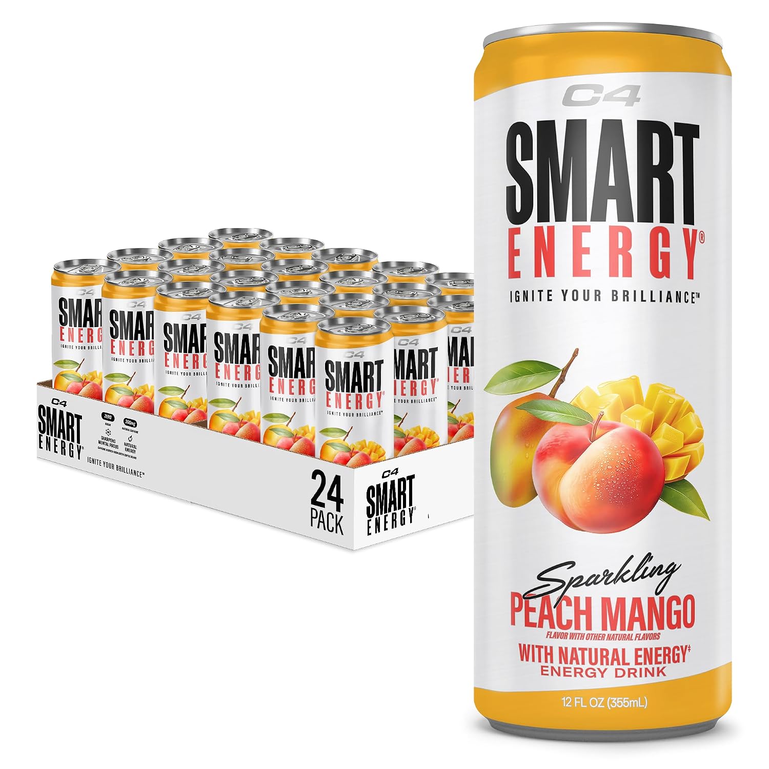 C4 Smart Energy Drink, 200mg Caffeine, 12 Fl Oz 12pk