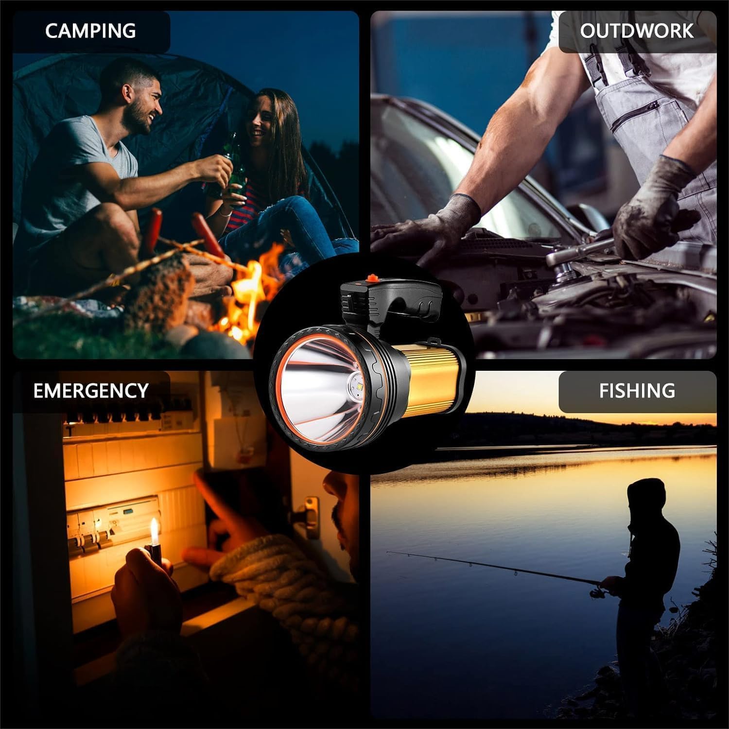 Flashlights High Lumens, 9000LM Spotlight Flashlights, IPX5 Waterproof Flashlight