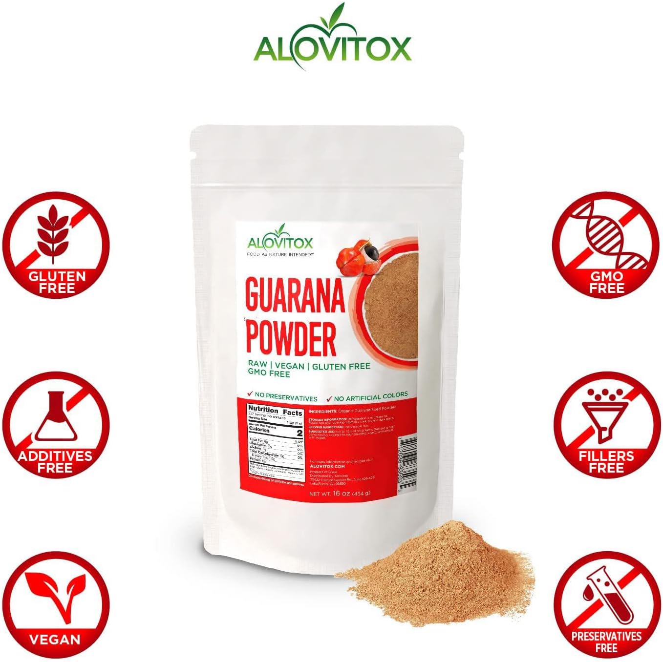 Guarana Seed Powder Extract: USDA Organic, 65mg Caffeine/Serving | Raw, Vegan, Non-GMO, Gluten-Free Superfood, Boosts Energy Naturally