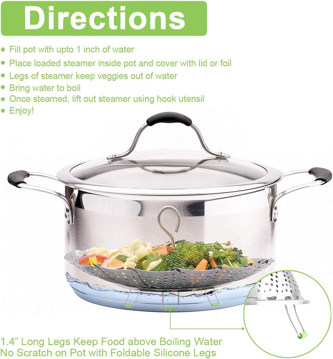 Stainless Steel Steamer Basket, Vegetable Steamer Basket for Instant Pot