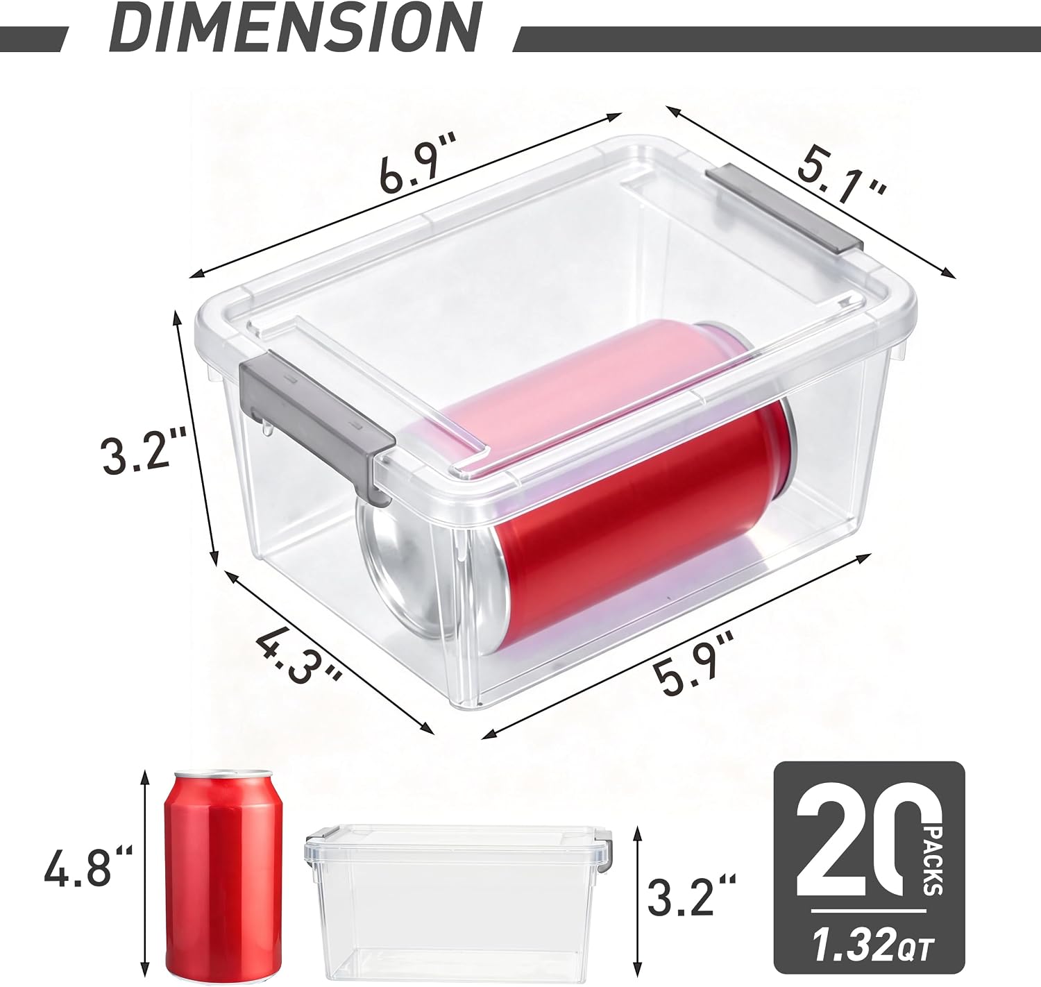 Citylife 10Packs 1.3Qt Small Storage Bins with Lids,Stackable Clear