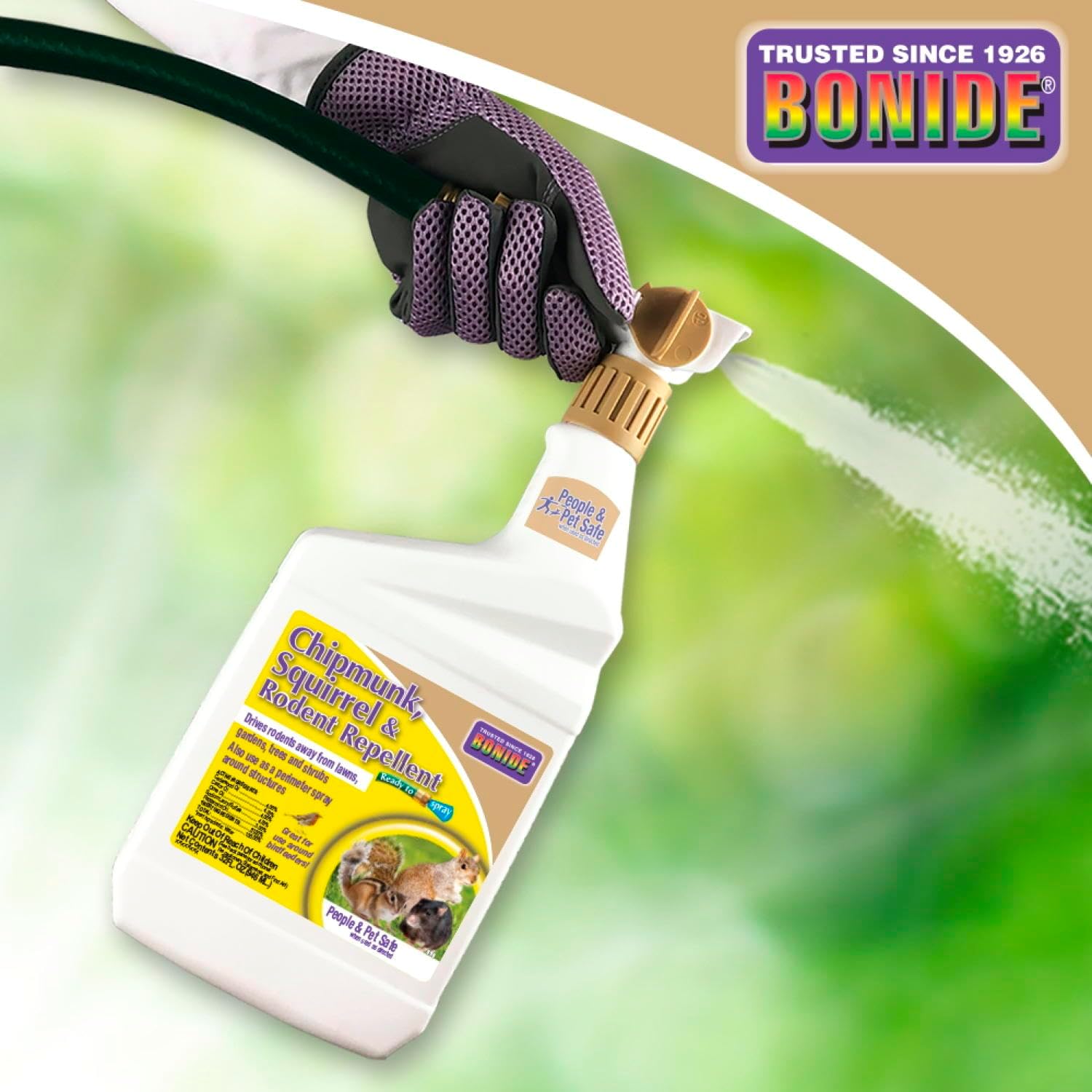 Bonide Chipmunk, Squirrel & Rodent Repellent, 32 oz Ready-to-Spray | For Outdoor Use, Deter Pests from Lawn & Garden
