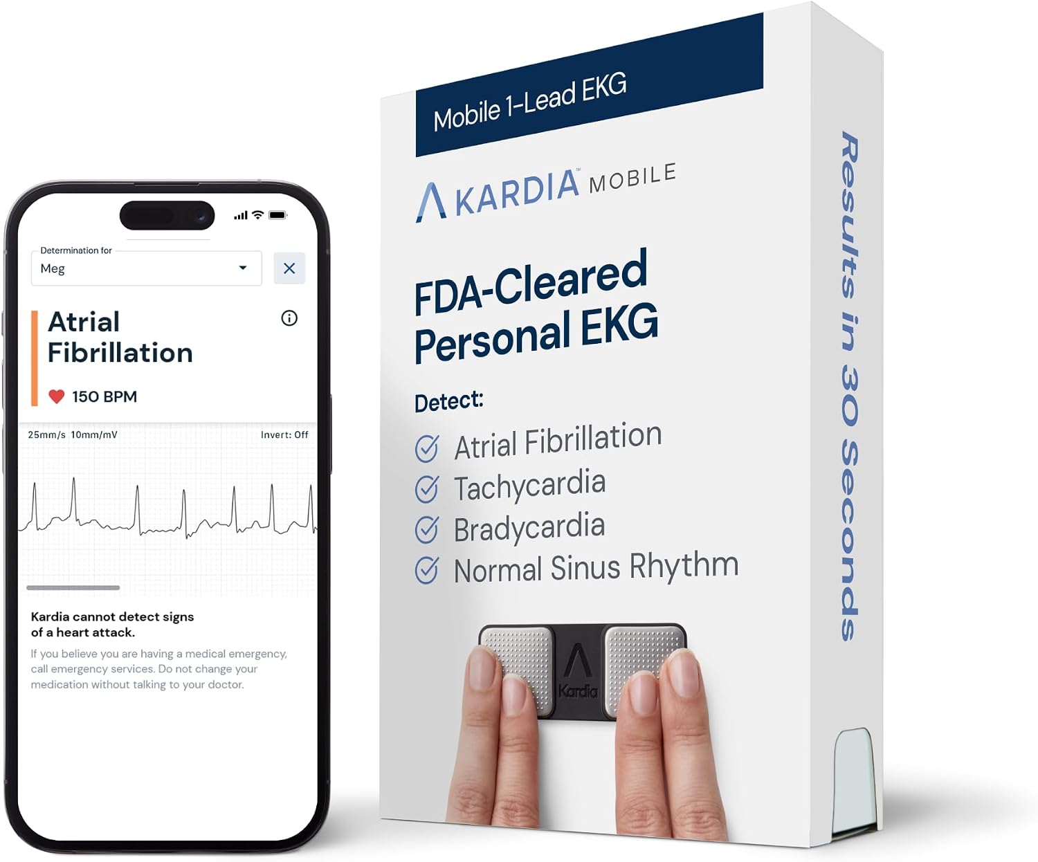 KardiaMobile 1-Lead EKG Monitor, Medical-Grade FDA-Cleared Personal Heart Monitor, Detects Normal, AFib & Arrhythmias, 30 Second Results